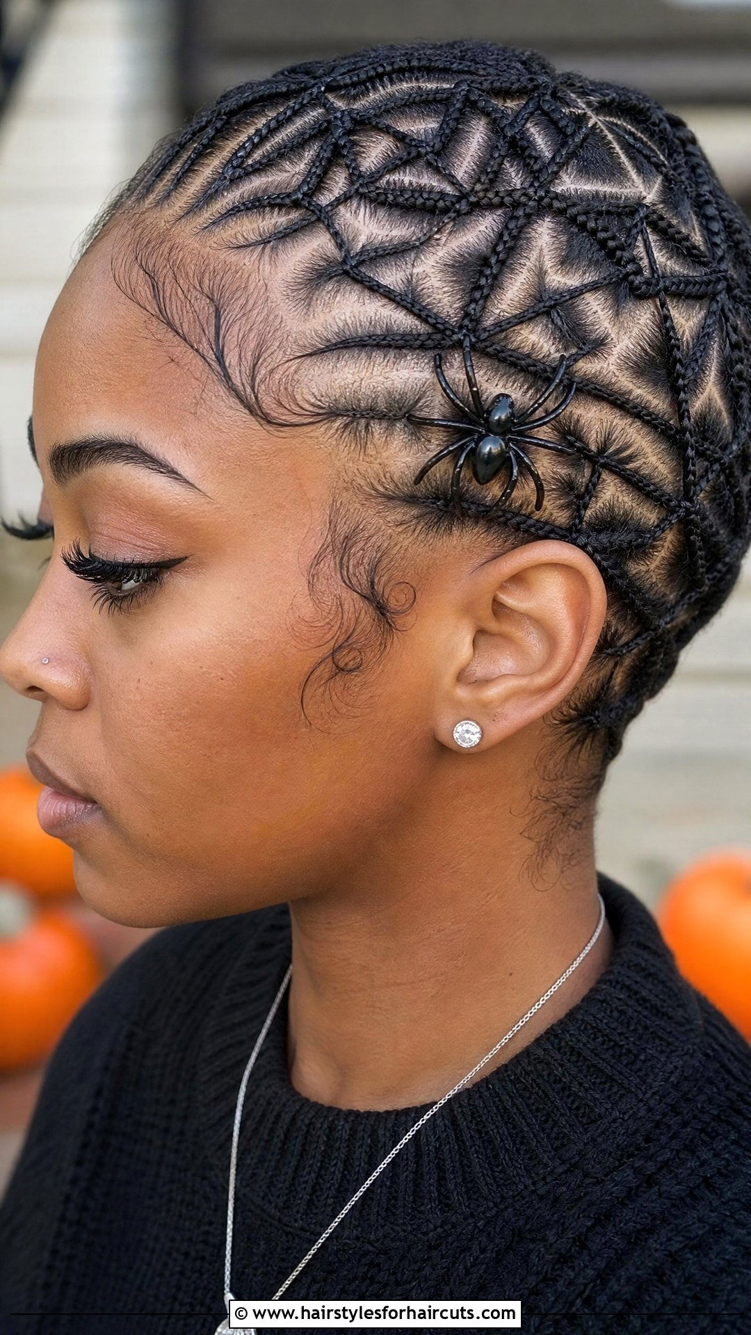 Spiderweb Braided Pixie - 25 cute halloween hairstyles for short hair - 25 cute halloween hairstyles for short hair