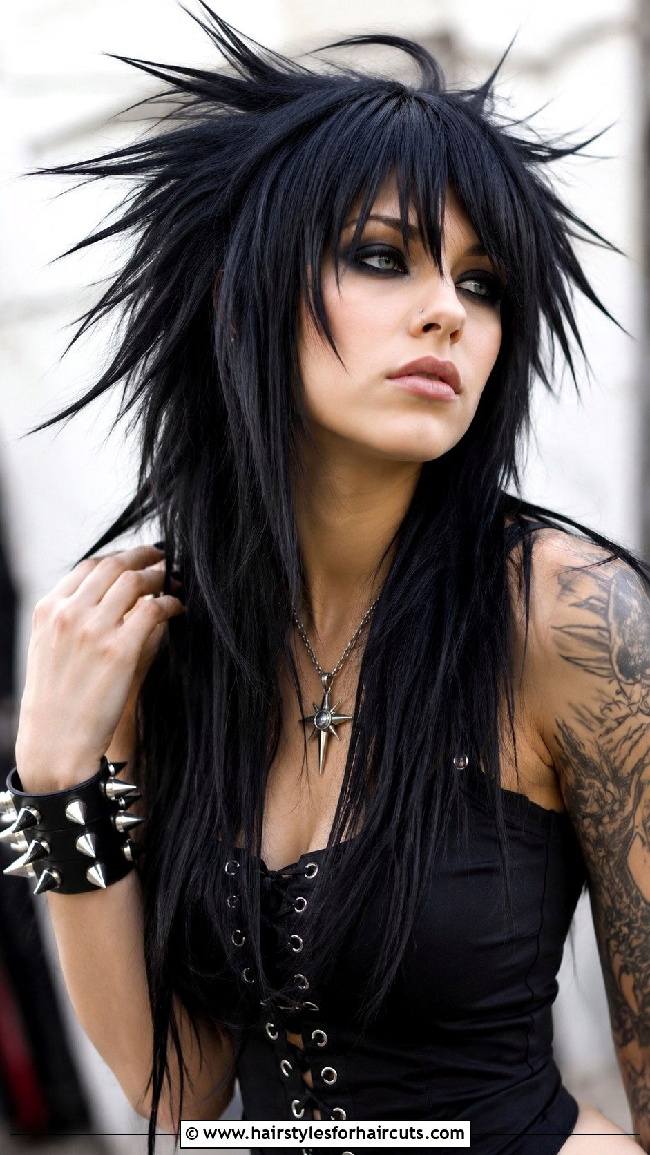 Spiky Long Gothic Punk Layers - 25 long hair gothic punk hairstyles - 25 long hair gothic punk hairstyles