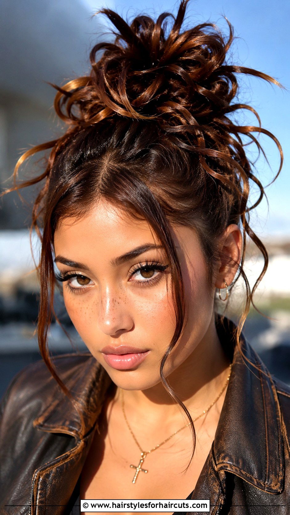 Spiky Y2K Curly Bun - 25 y2k hairstyles for curly hair - 25 y2k hairstyles for curly hair