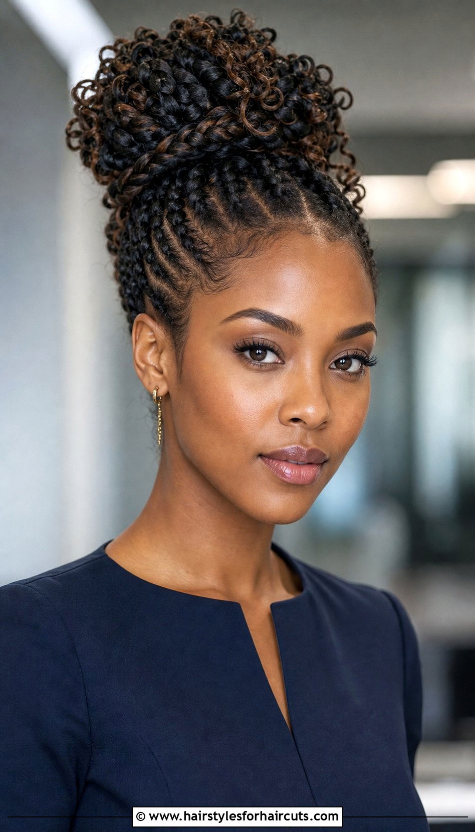 Stack Braided Curly Hairstyle - 25 curly hair work hairstyles - 25 curly hair work hairstyles