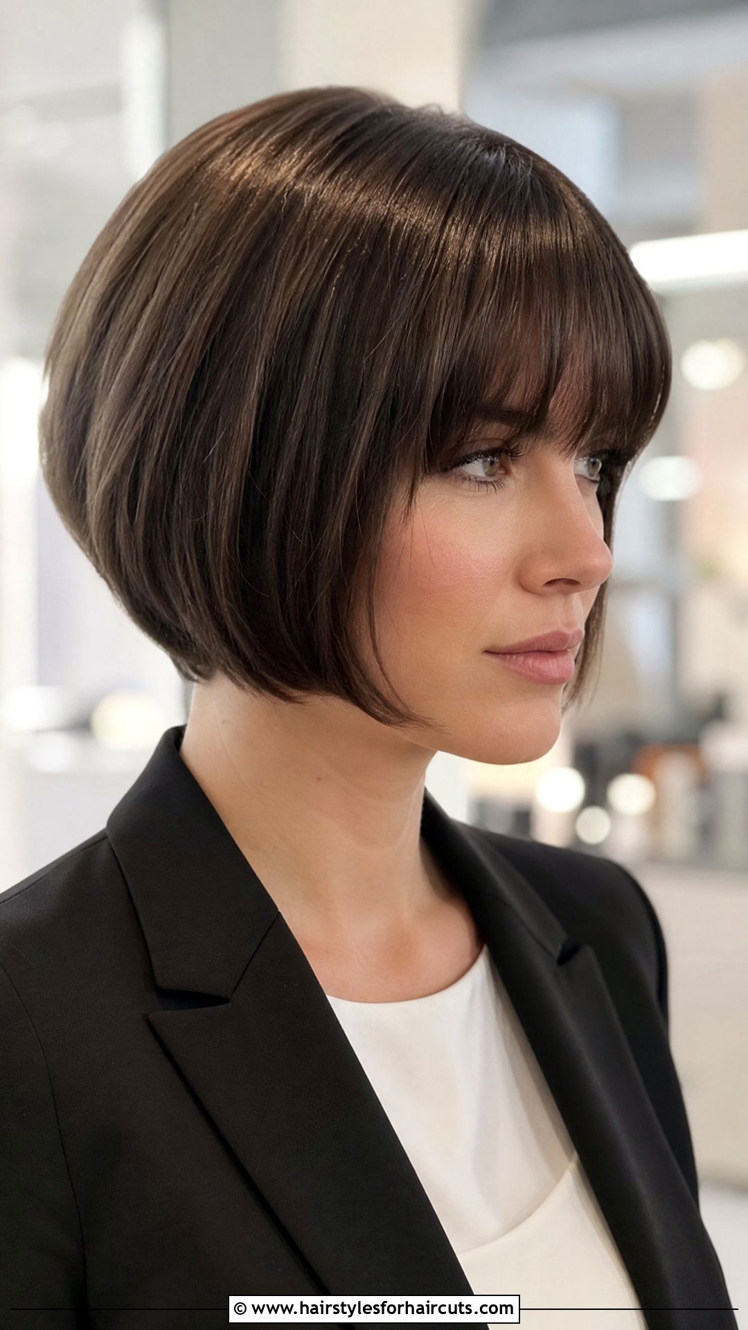 Stacked Bob With Bangs - 25 hairstyles for big forehead and thin hair - 25 hairstyles for big forehead and thin hair