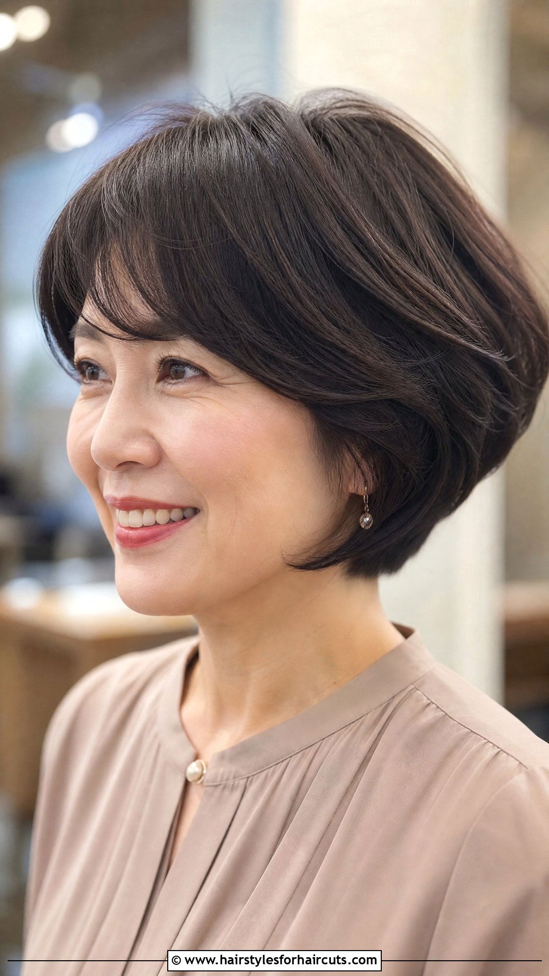 Stacked Bob With Curved Bangs - 25 fine hair medium length hairstyles with bangs - 25 fine hair medium length hairstyles with bangs