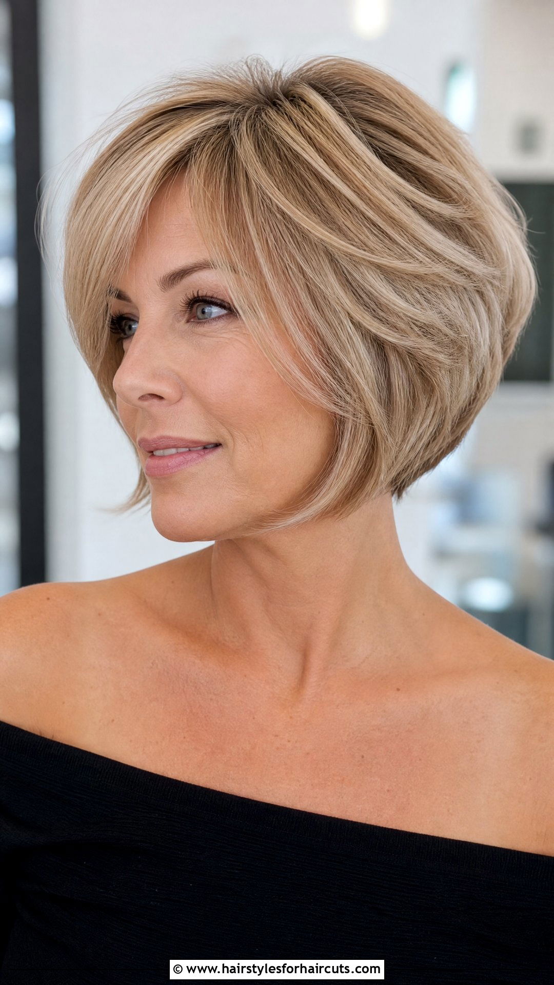 Stacked Bob With Side Swept Bangs - 25 stacked bob haircuts for fine hair - 25 stacked bob haircuts for fine hair