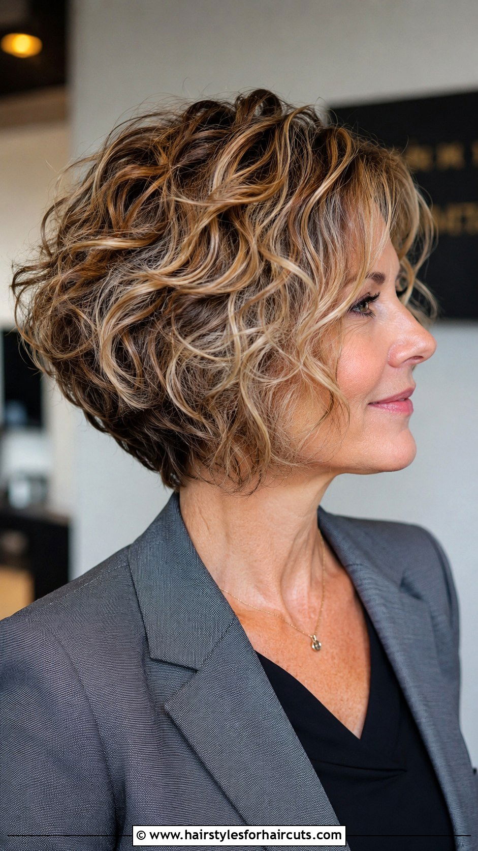 Stacked Curly Bob - 25 haircuts for curly hair women over 50 - 25 haircuts for curly hair women over 50