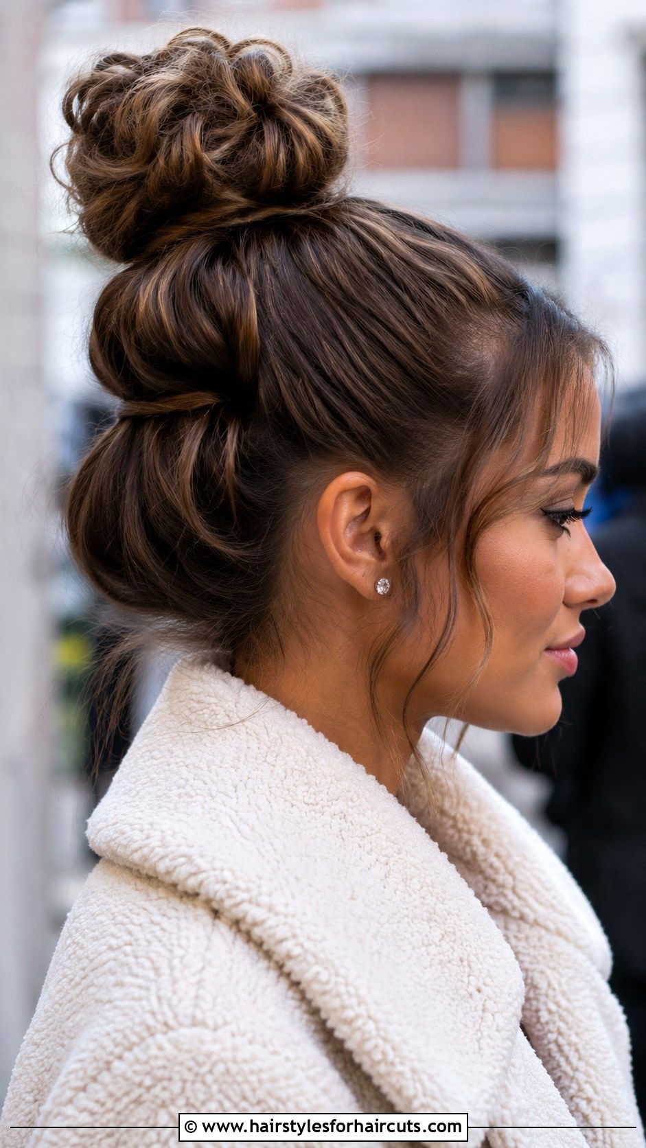 Stacked Curly Bun - 25 bun hairstyles curly hair - 25 bun hairstyles curly hair