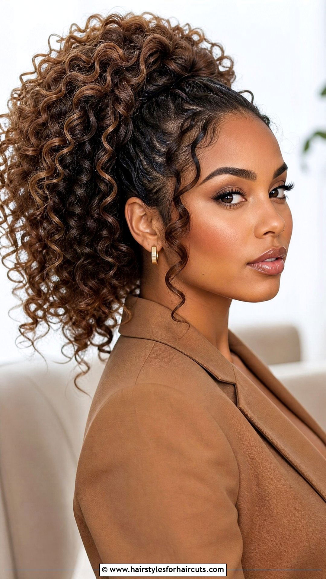 Stacked Curly Ponytail - 25 ponytail hairstyles for curly hair - 25 ponytail hairstyles for curly hair
