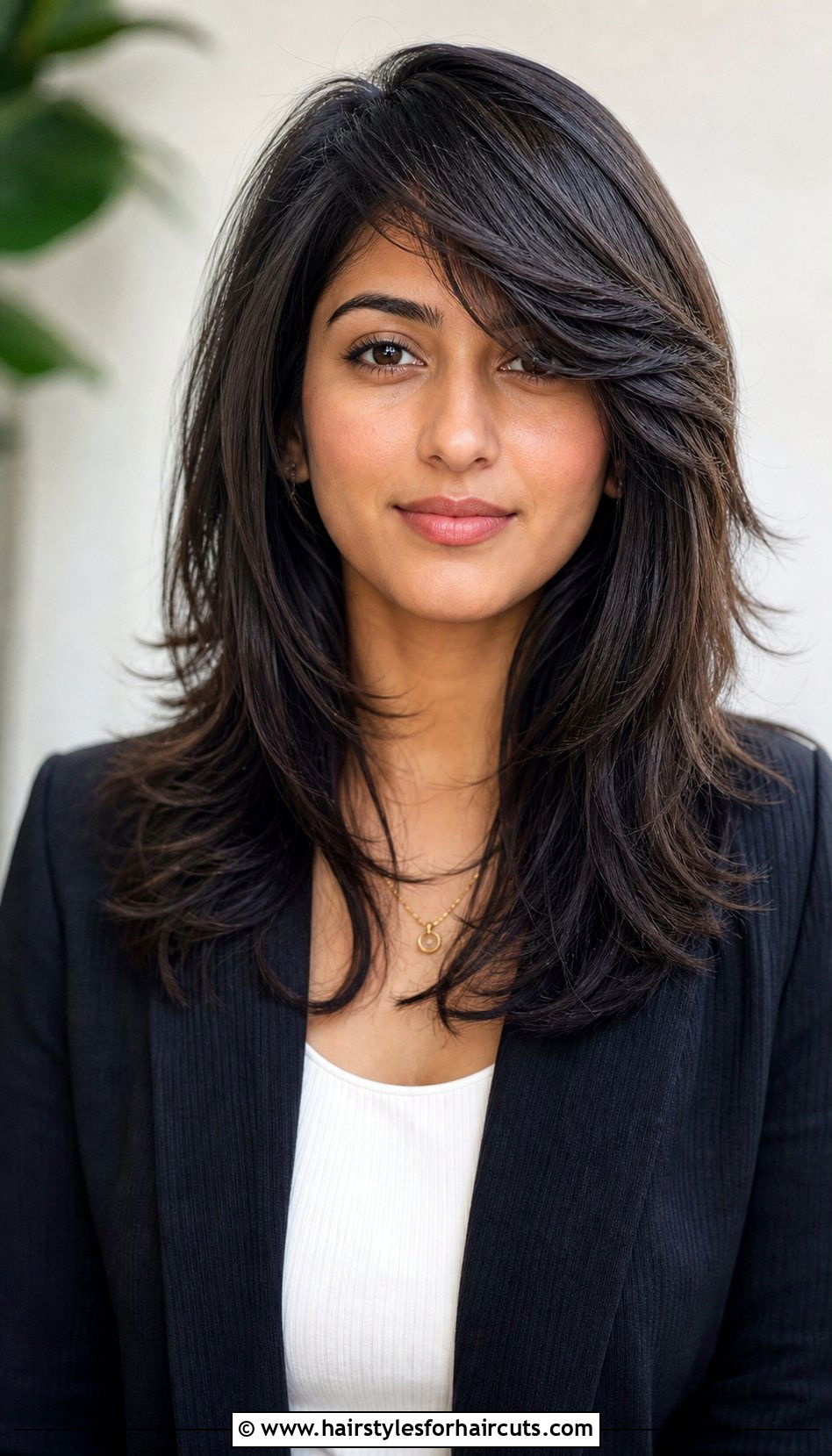 Step Cut With Side Swept Bangs - 25 indian hairstyles for medium hair - 25 indian hairstyles for medium hair