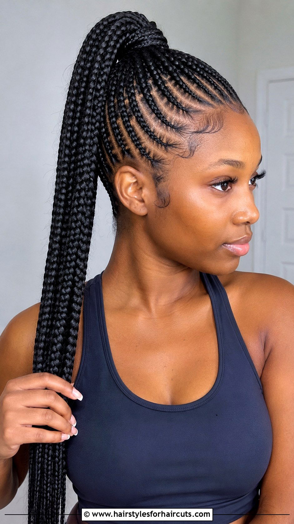 Stitch Braids High Ponytail - 25 70s braided hairstyles black hair - 25 70s braided hairstyles, black hair