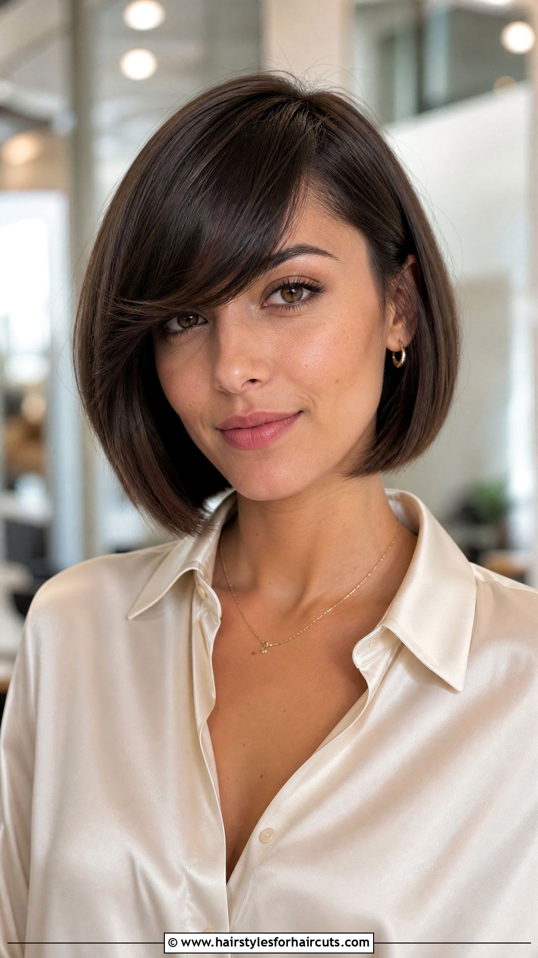 Straight Bob With Swoop Bangs - 25 flat iron straight hairstyles for black hair - 25 flat iron straight hairstyles for black hair