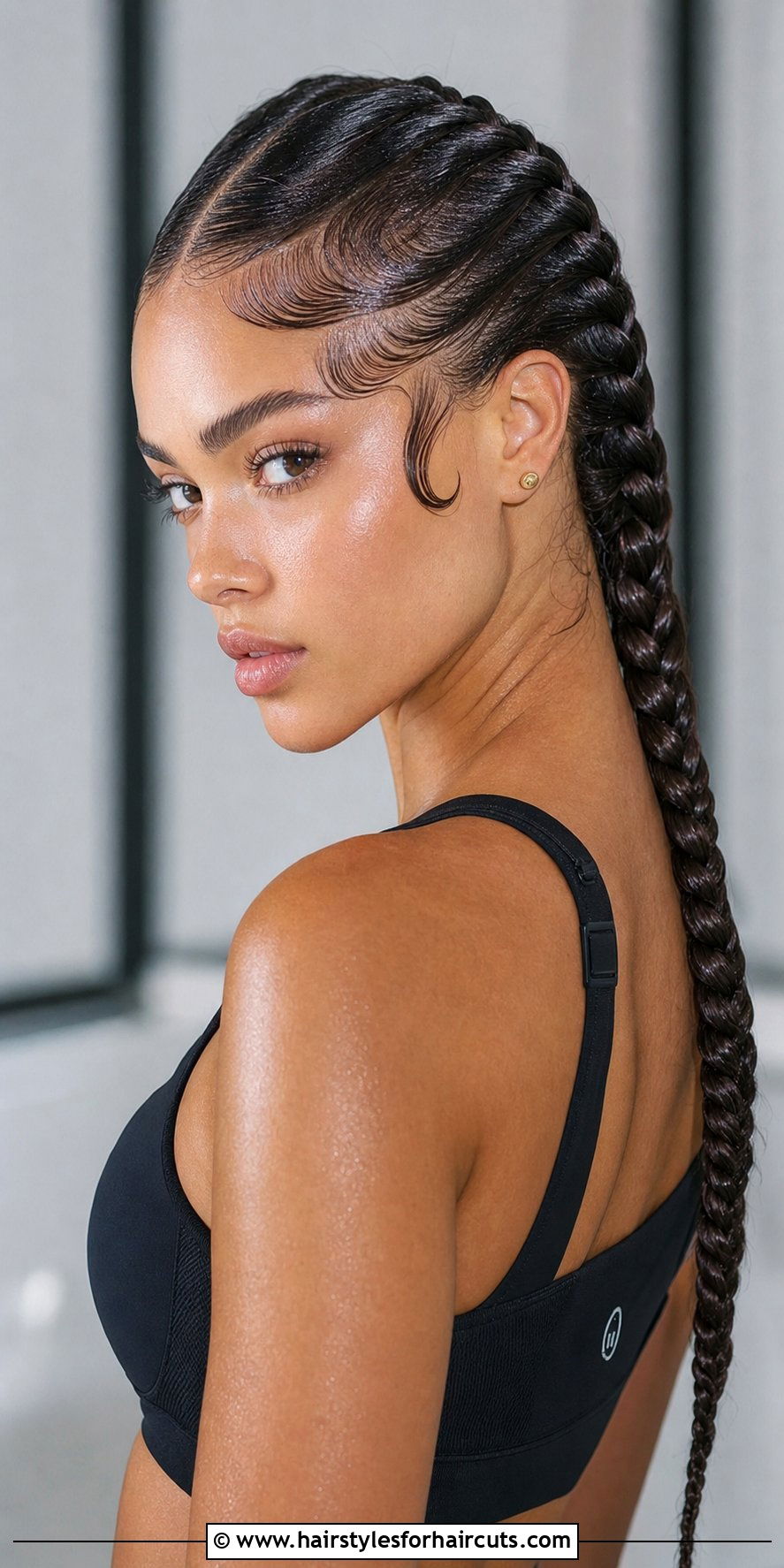 Straight Hair French Braid With Sculpted Edges - 25 hairstyles with edges straight hair - 25 hairstyles with edges straight hair