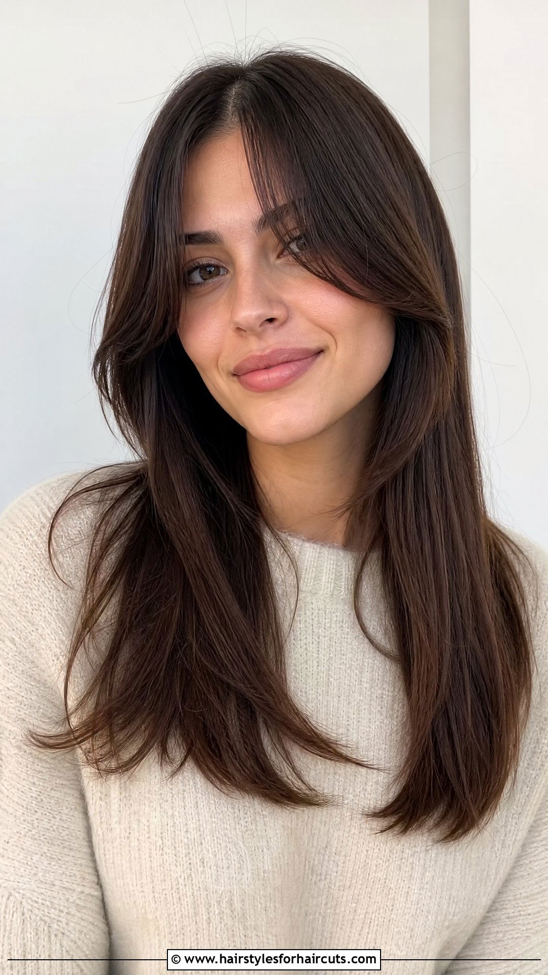 Straight Hair With Curtain Bangs - 25 1b hairstyles - 25 1b hairstyles
