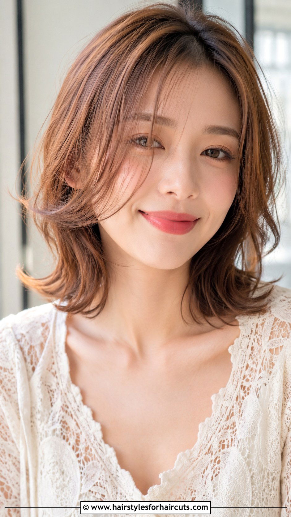 Strawberry Brown Lob - 25 brown and red hairstyles - 25 brown and red hairstyles