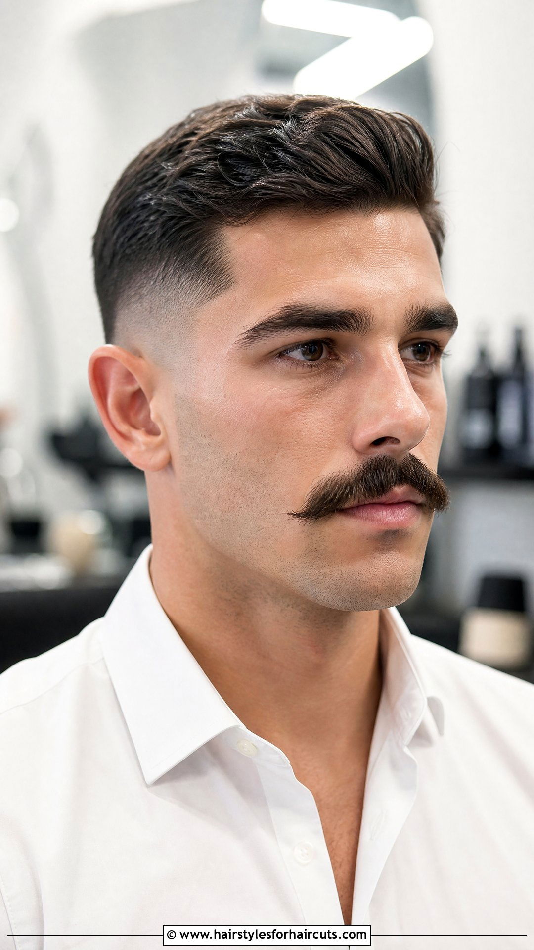 Taper Fade With Chevron Mustache - 25 mustache haircuts - 25 mustache haircuts