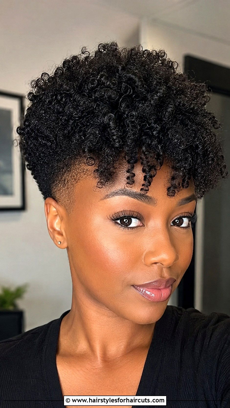Tapered Afro With Bangs - 25 haircuts for black women with natural hair - 25 haircuts for black women with natural hair