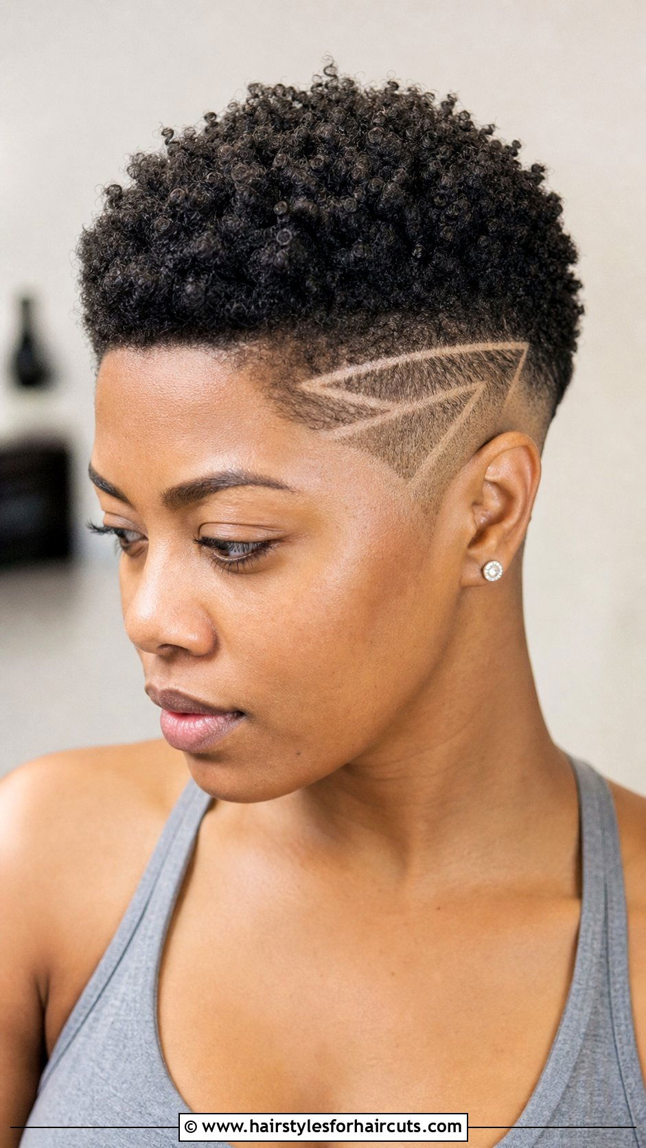 Tapered Afro With Line Design - 25 hairstyles for short afro hair - 25 hairstyles for short afro hair