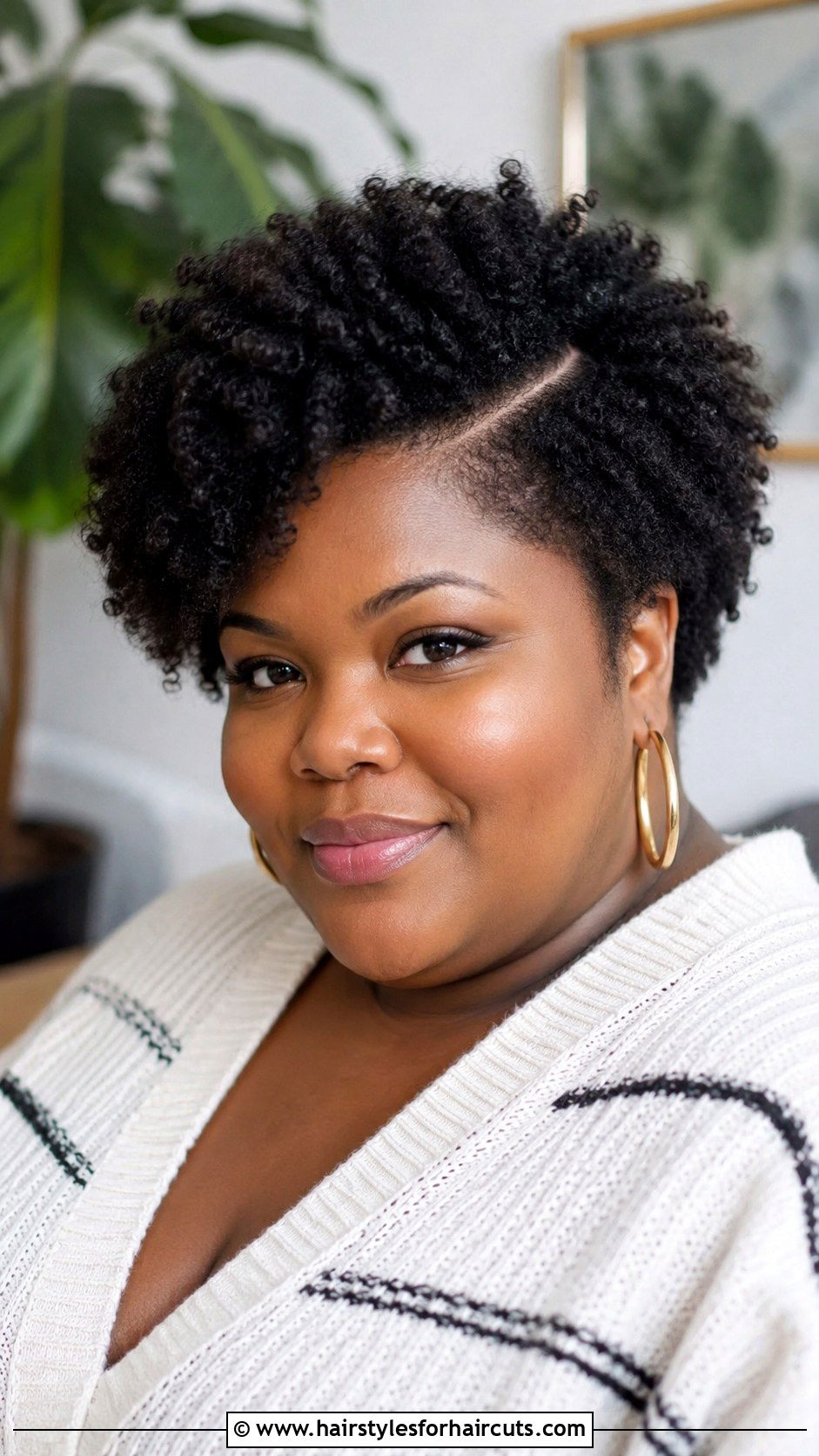Tapered Afro With Side Part - 25 short haircuts for plus size black woman - 25 short haircuts for plus size black woman