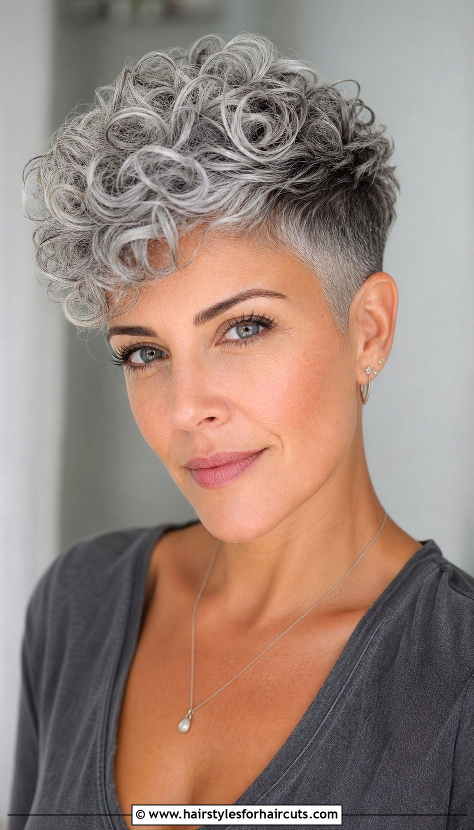 Tapered Curly Pixie - 25 hairstyles for curly gray hair over 60 - 25 hairstyles for curly gray hair over 60