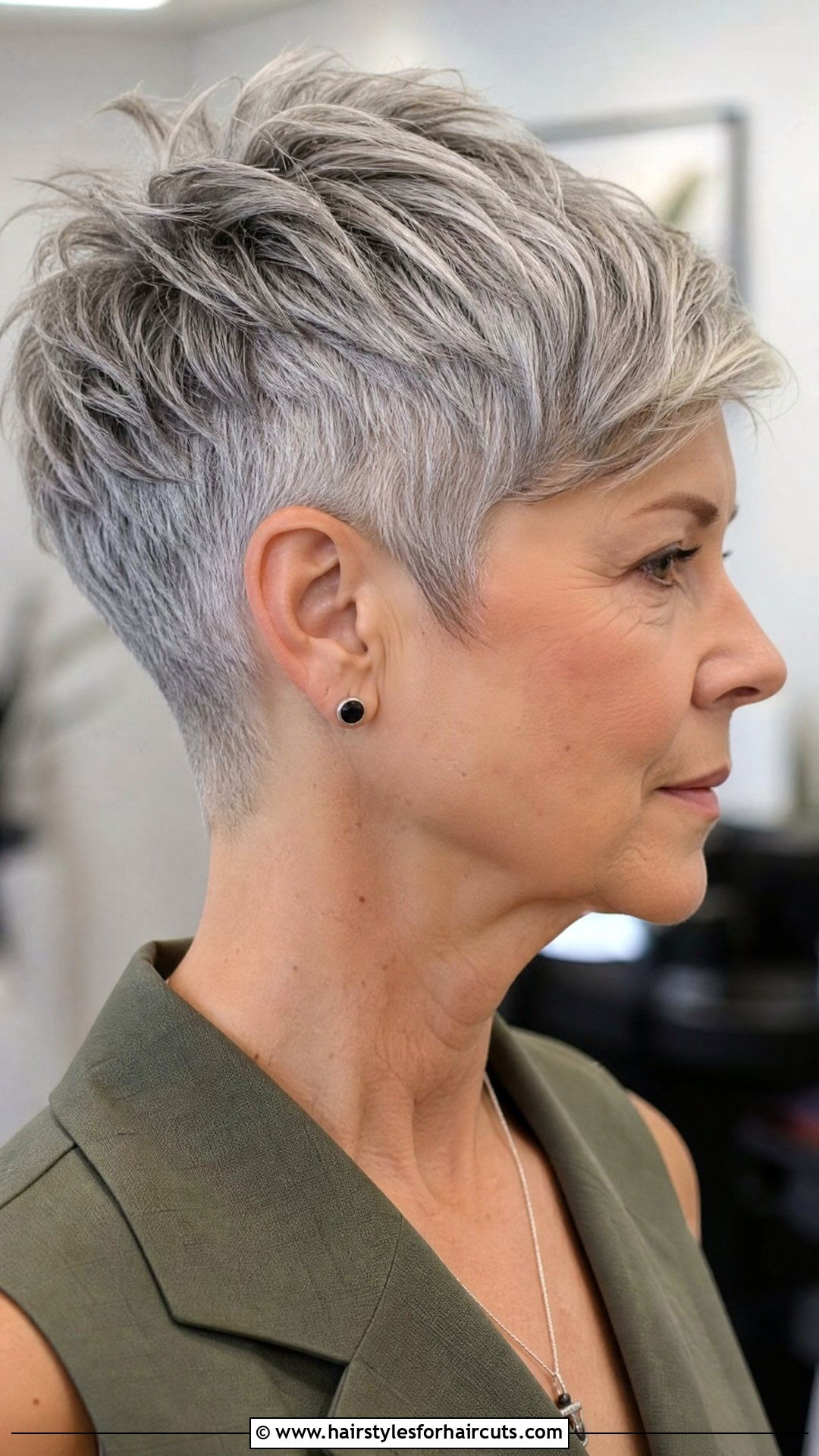 Tapered Grey Pixie - 25 old woman short grey hairstyles - 25 old woman short grey hairstyles