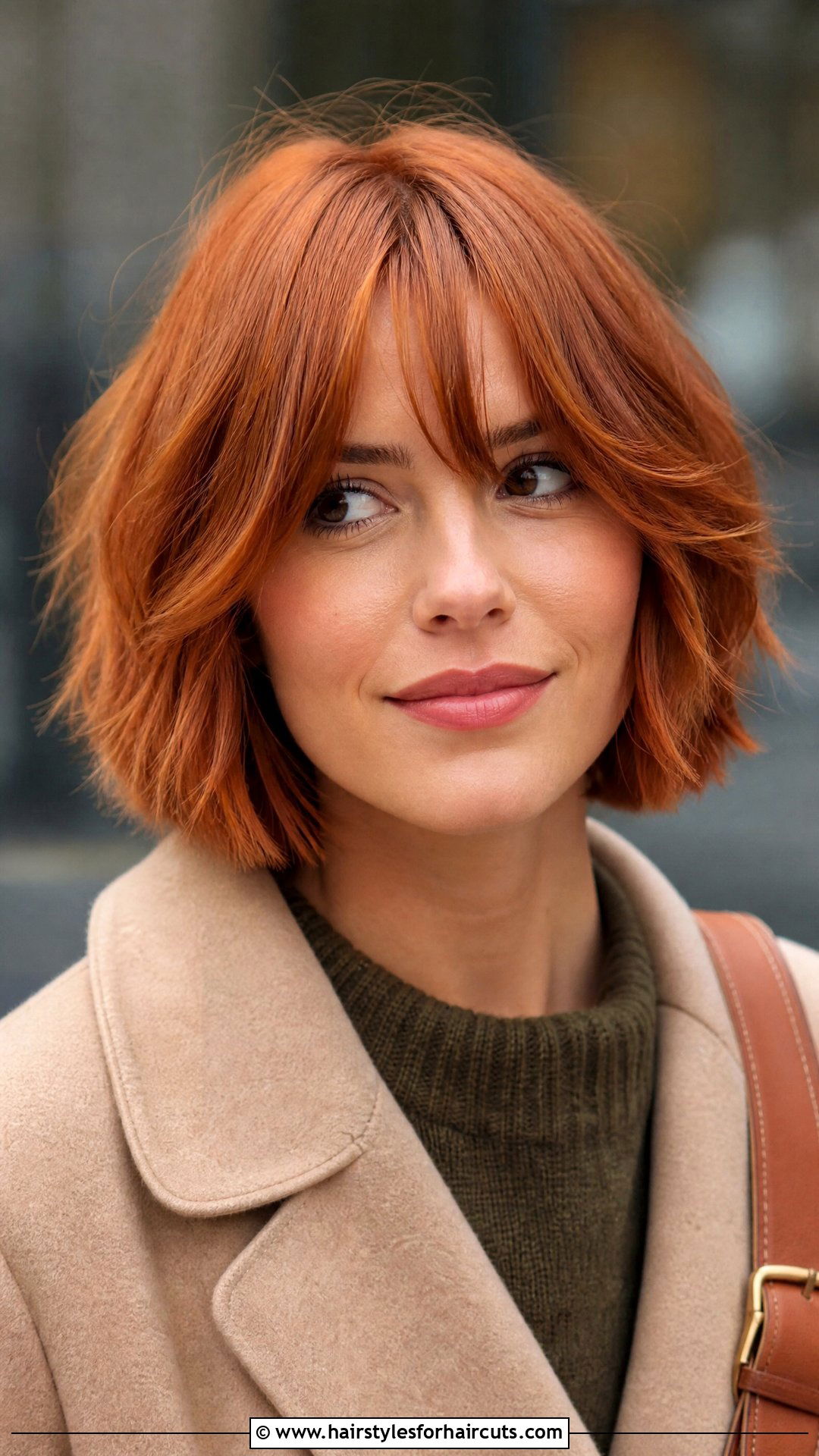 Terracotta Bob With Curtain Bangs - 25 clay for hairstyles - 25 clay for hairstyles
