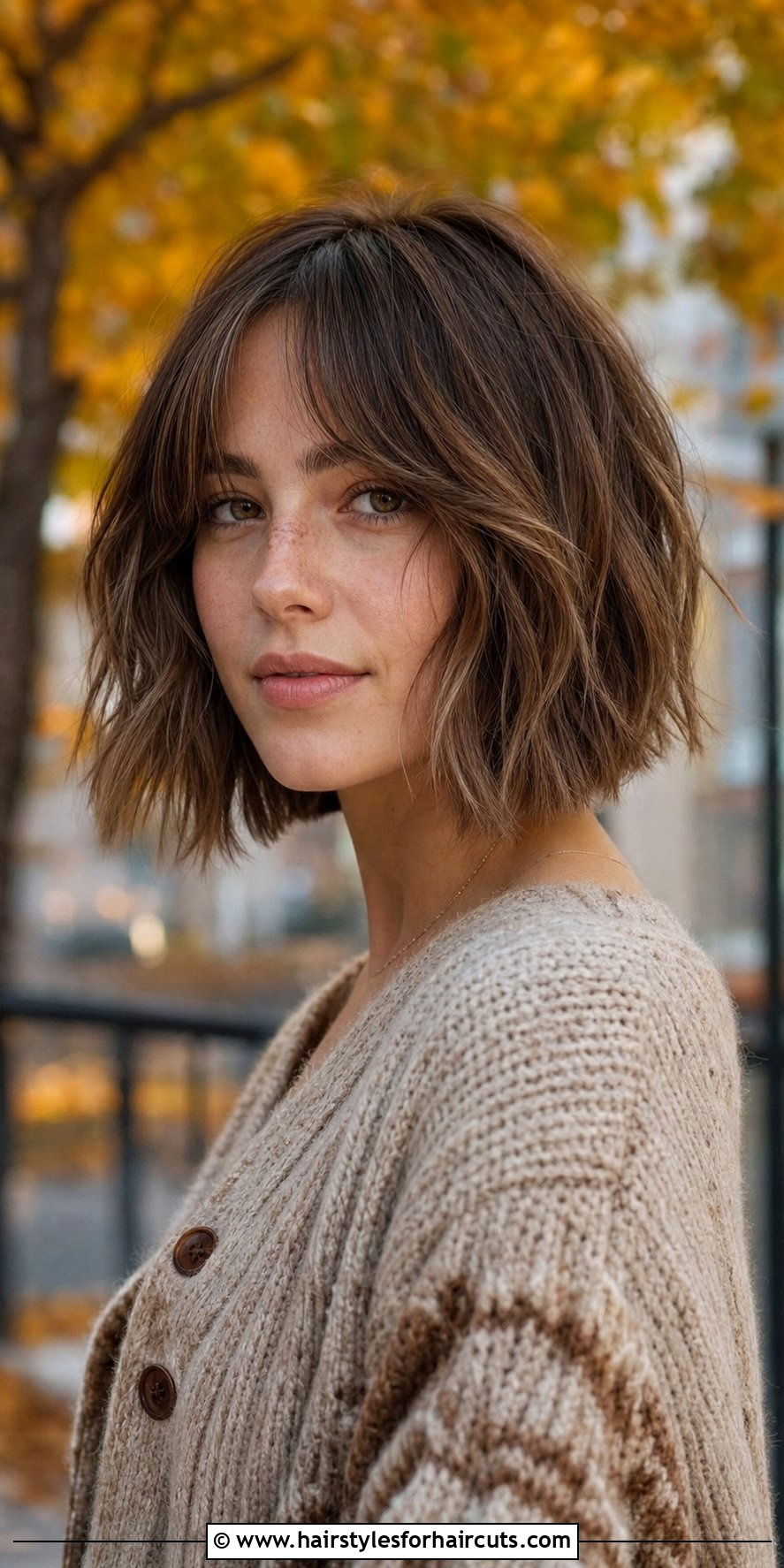 Textured Bob With Curtain Bangs - 25 hairstyles with bangs - 25 hairstyles with bangs