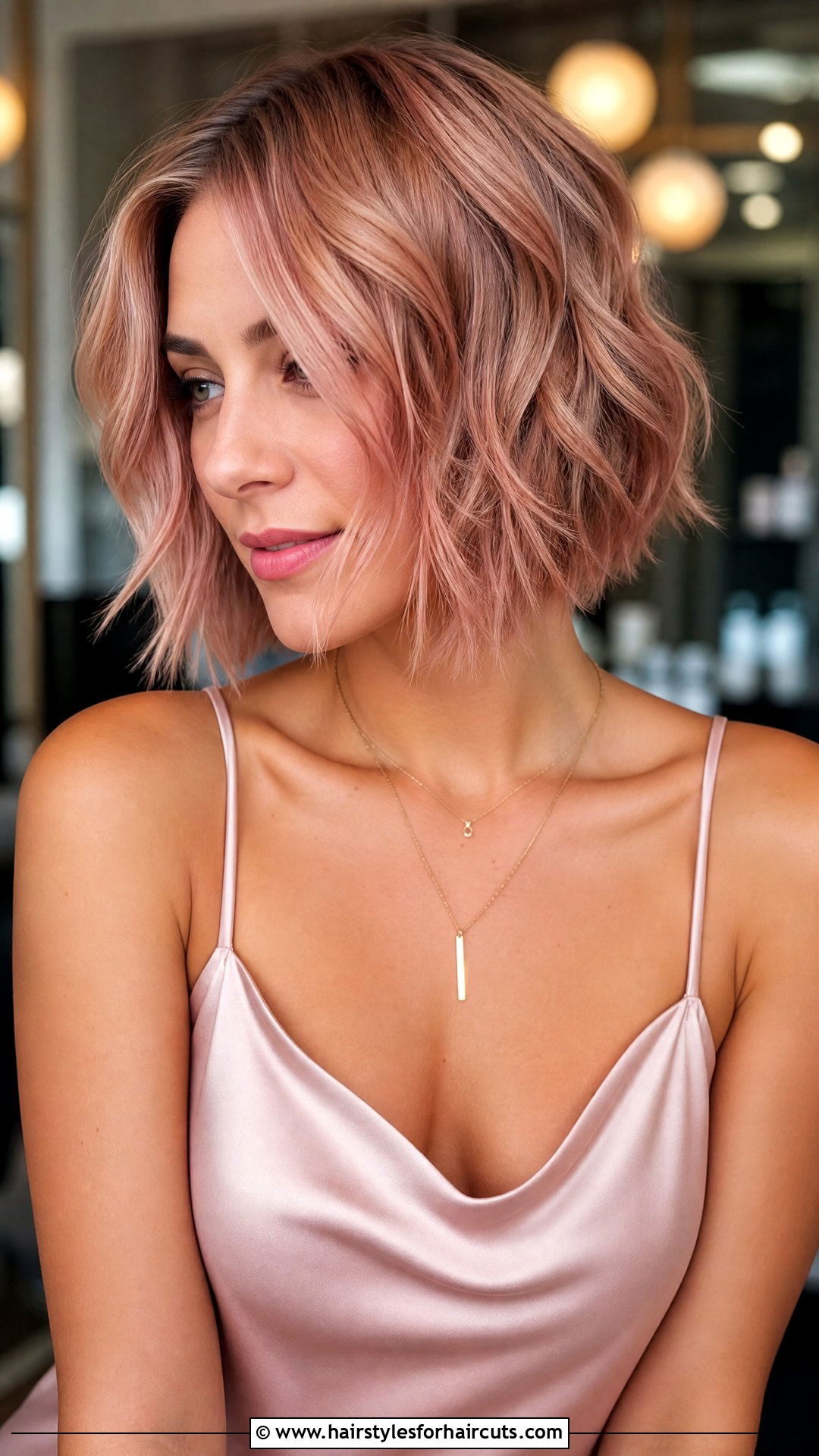 Textured Bob With Rose Gold - 25 hairstyles and colors for women - 25 hairstyles and colors for women