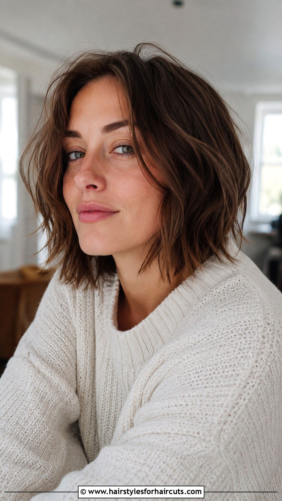 Textured Choppy Lob - 25 cute haircuts for shoulder length hair - 25 cute haircuts for shoulder length hair
