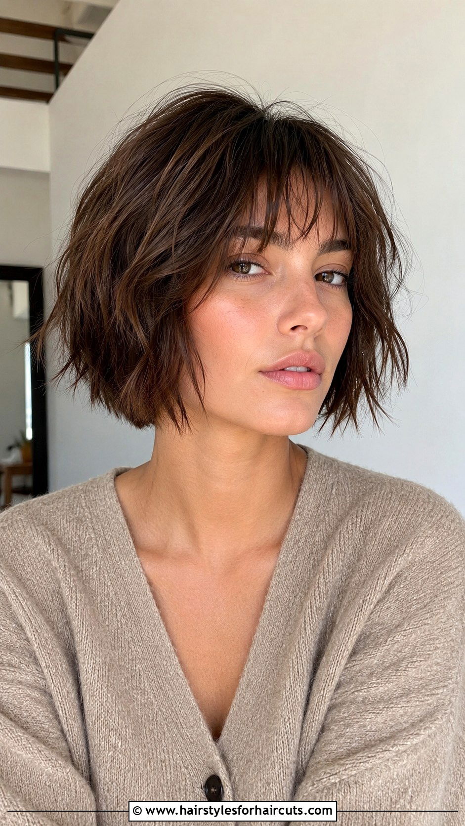 Textured French Bob Haircut - 25 6 inches of haircuts off - 25 6 inches of haircuts off