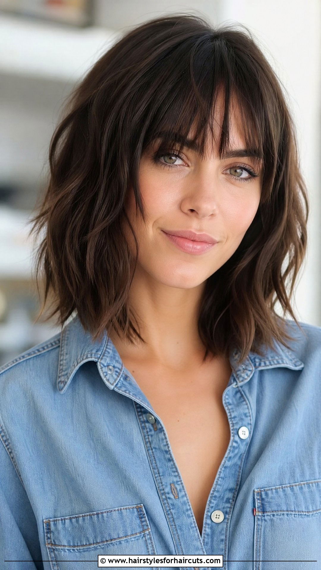 Textured Fringe Lob - 25 haircuts for big forehead - 25 haircuts for big forehead