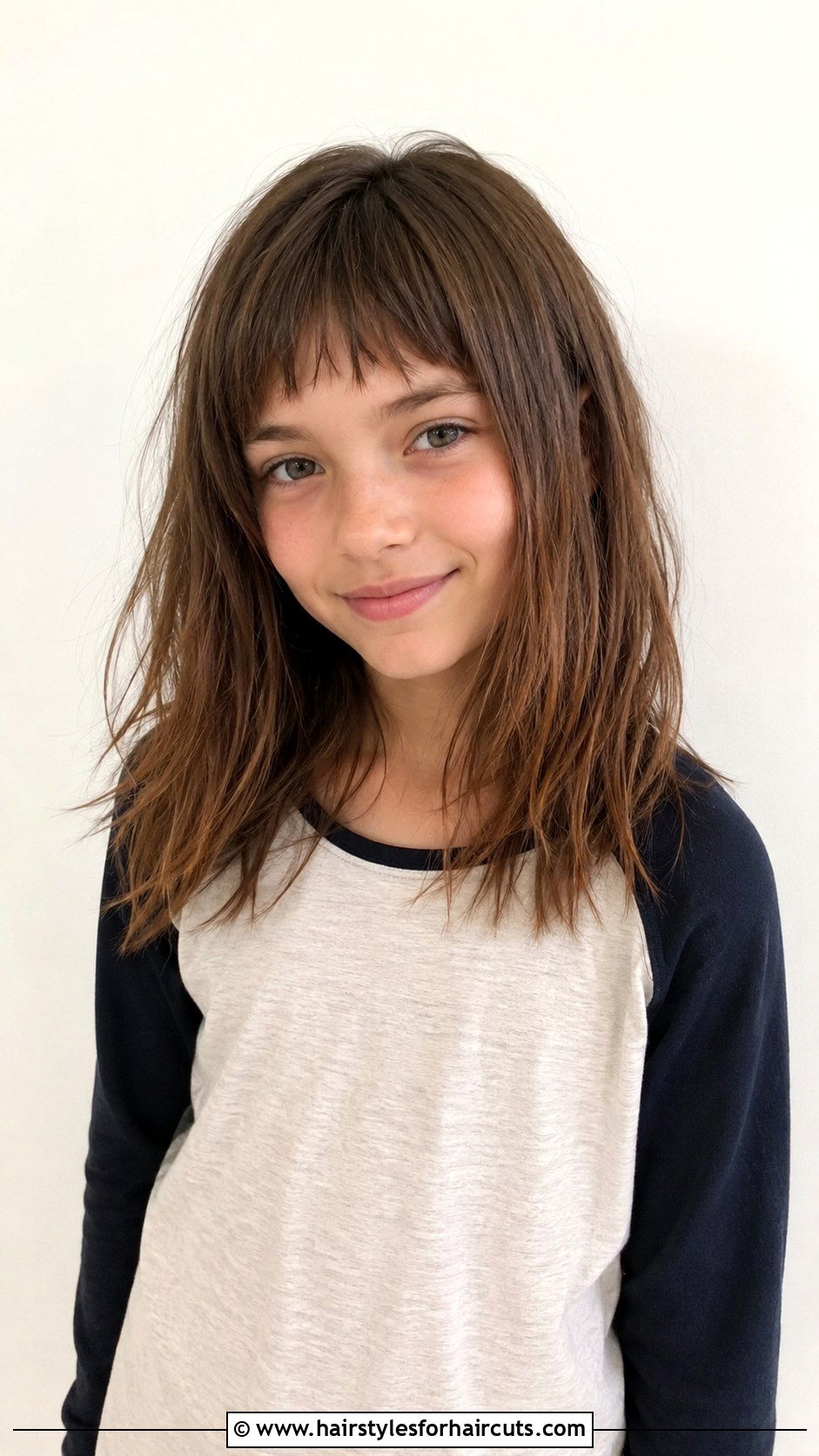 Textured Fringe Medium Haircut - 25 10 yr old girl haircuts - 25 10 yr old girl haircuts