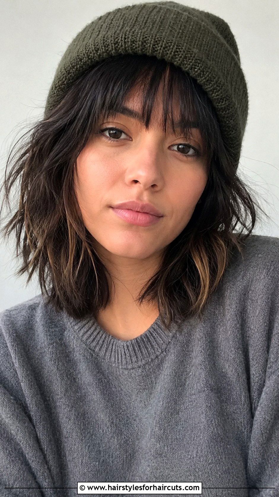 Textured Fringe With Beanie - 25 beanie hairstyles - 25 beanie hairstyles