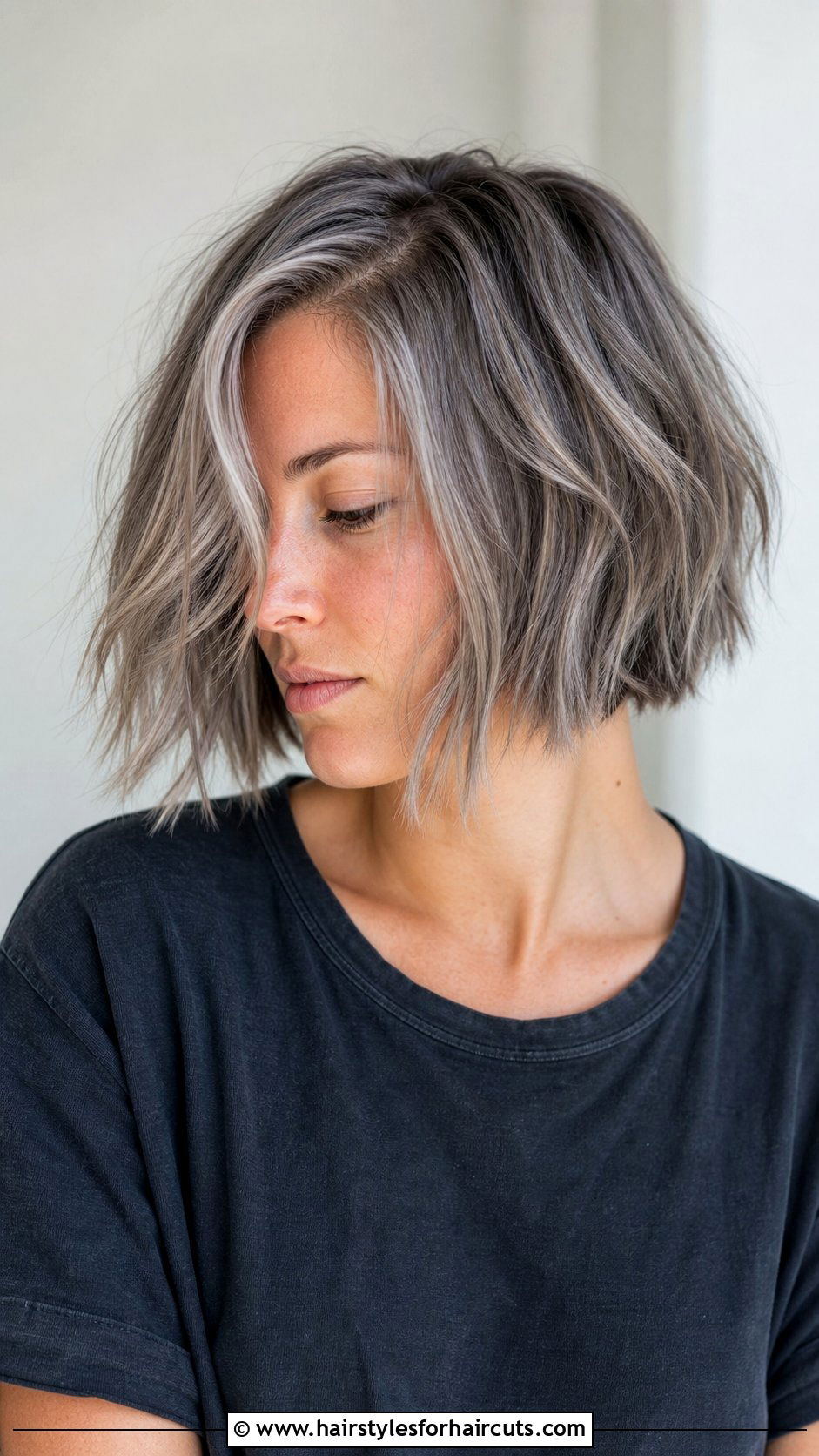 Textured Gray Bob - 25 bob natural gray hairstyles - 25 bob natural gray hairstyles