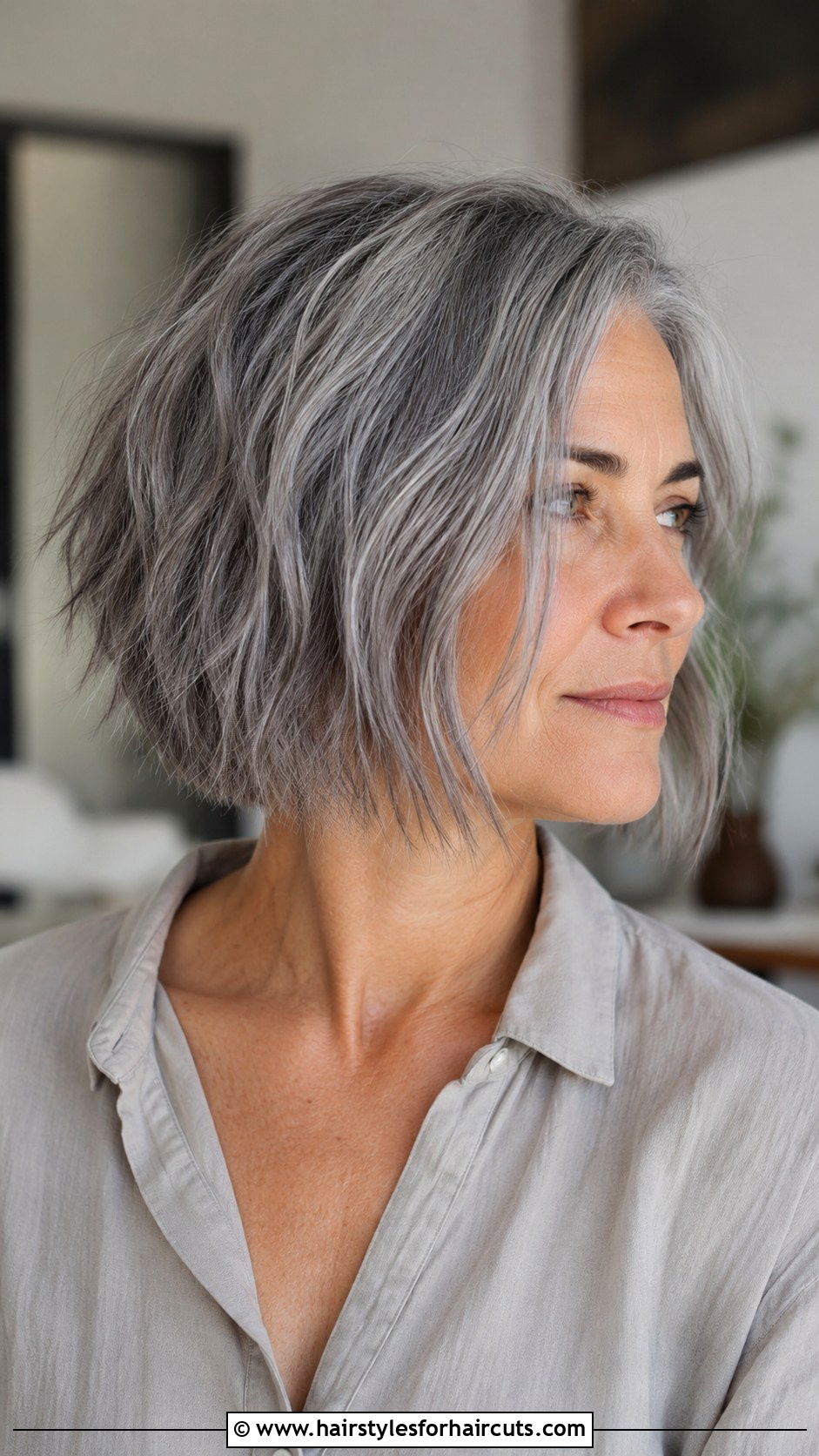 Textured Grey Bob - 25 bob hairstyles grey hair - 25 bob hairstyles grey hair