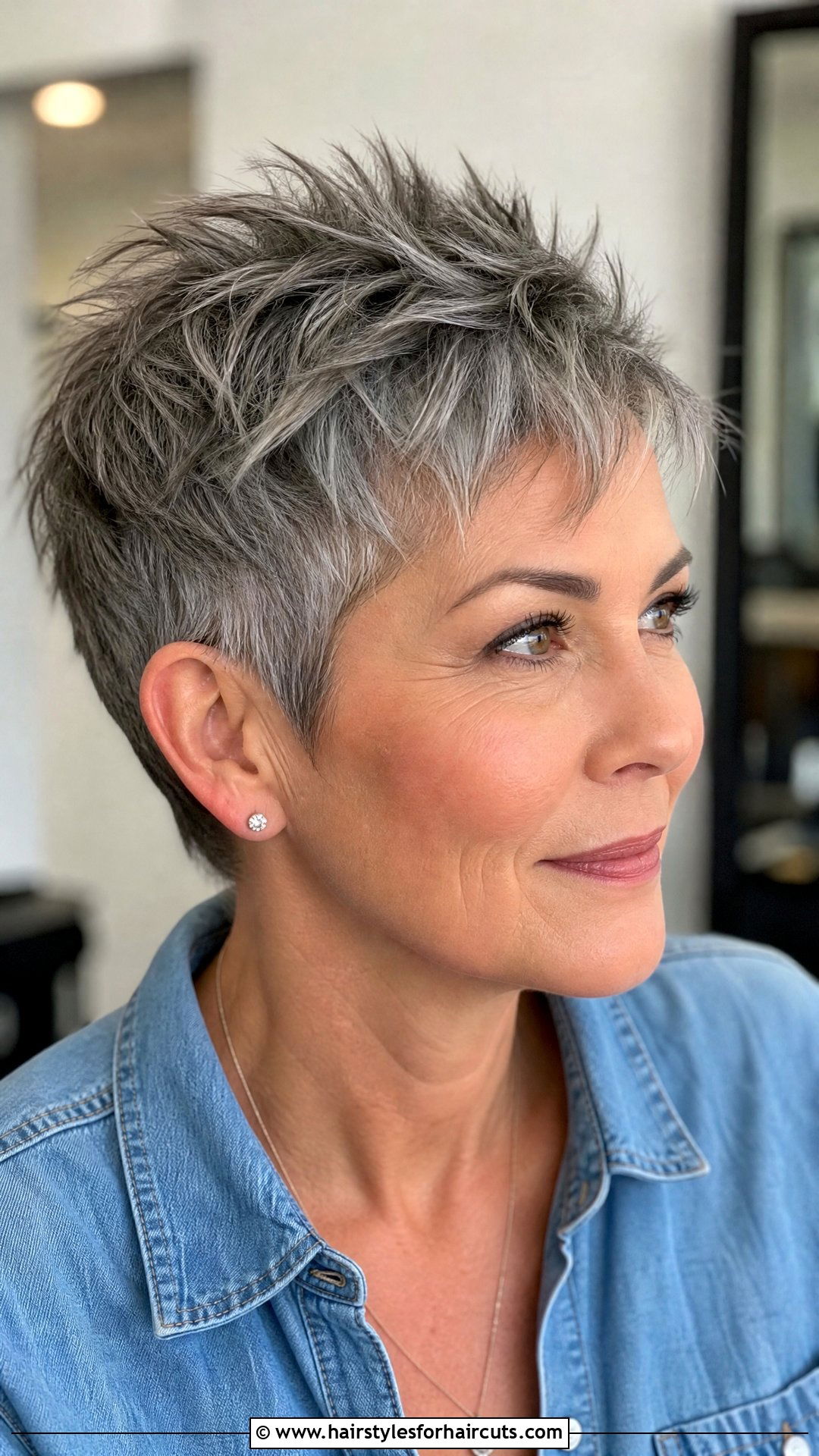 Textured Grey Pixie Cut - 25 grey hairstyles for women over 50 - 25 grey hairstyles for women over 50