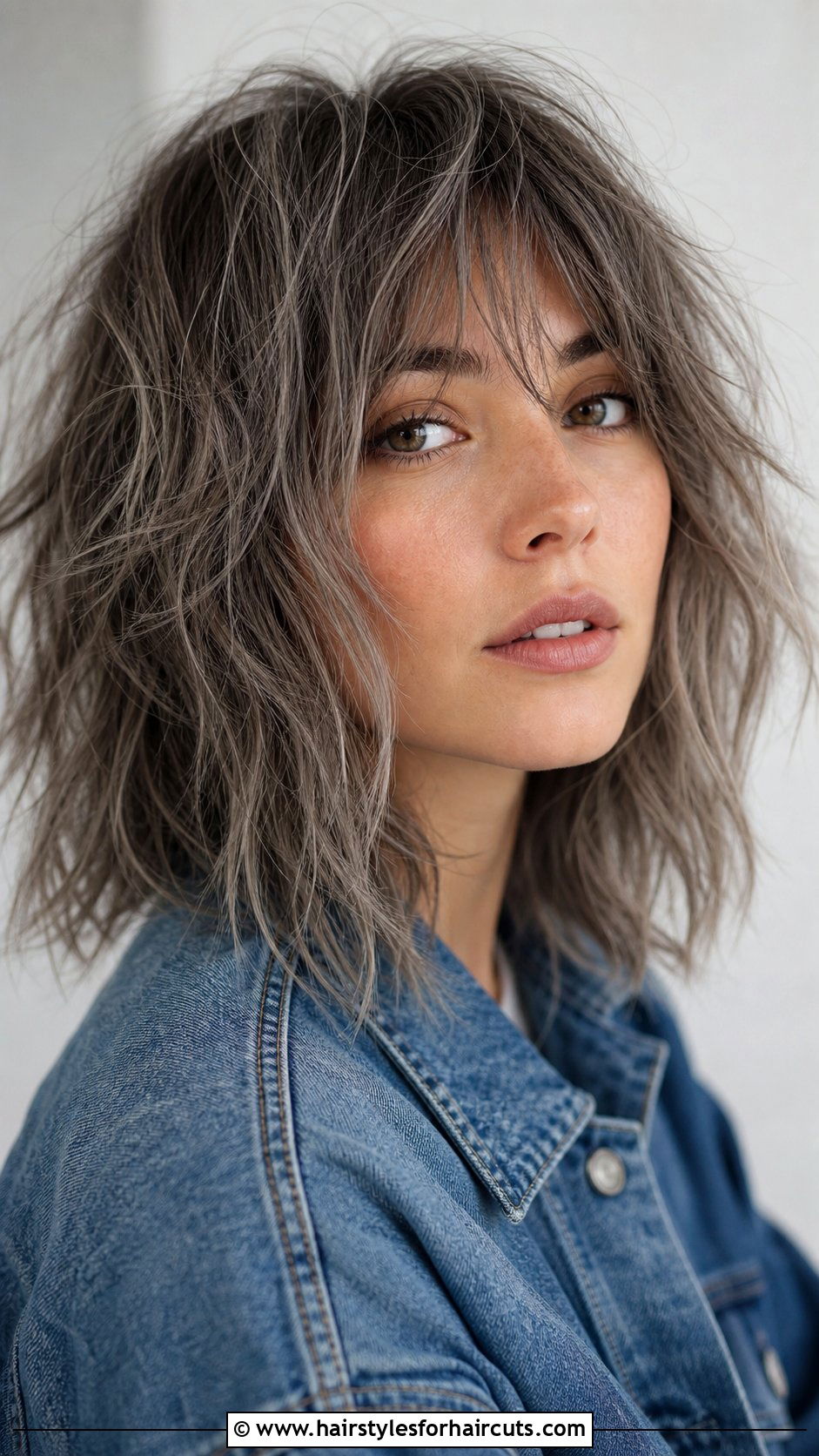 Textured Grey Shag Haircut - 25 medium length hairstyles for grey hair - 25 medium length hairstyles for grey hair