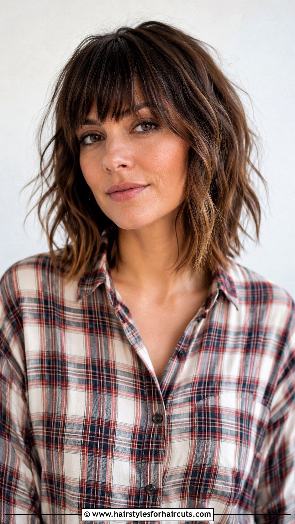 Textured Lob With Choppy Bangs - 25 bang hairstyles for thin hair - 25 bang hairstyles for thin hair
