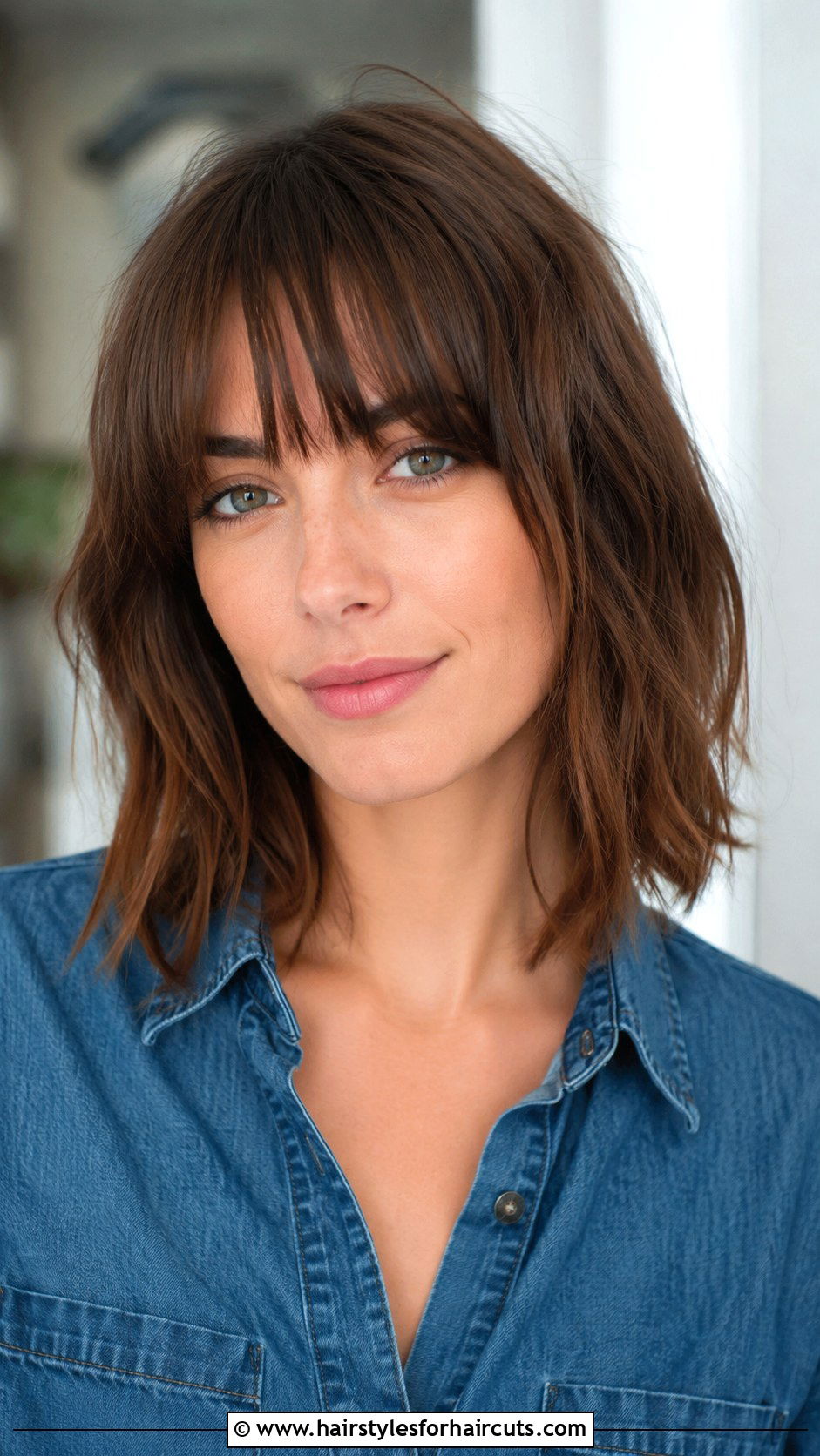 Textured Lob With Wispy Bangs - 25 haircuts for rectangle face - 25 haircuts for rectangle face