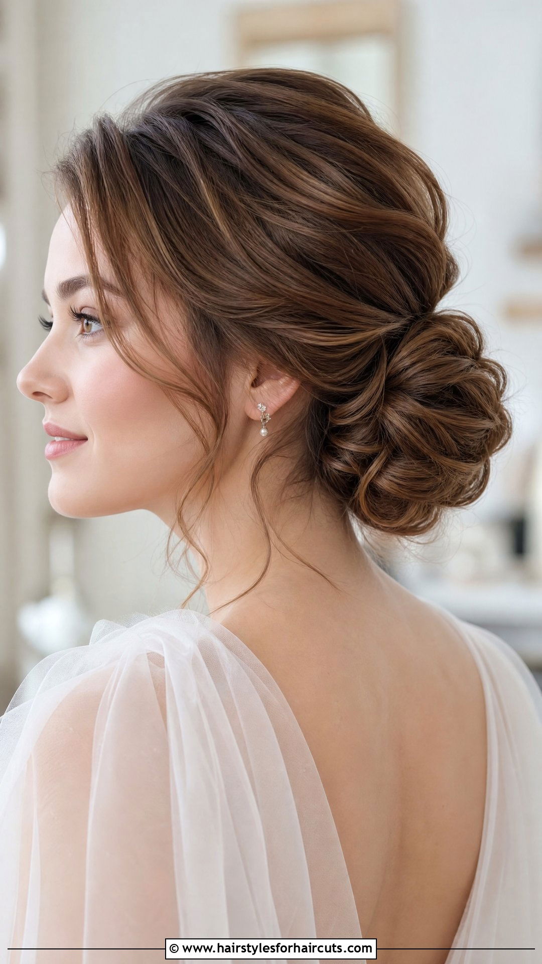 Textured Low Bridal Bun - 25 bun hairstyles for wedding - 25 bun hairstyles for wedding