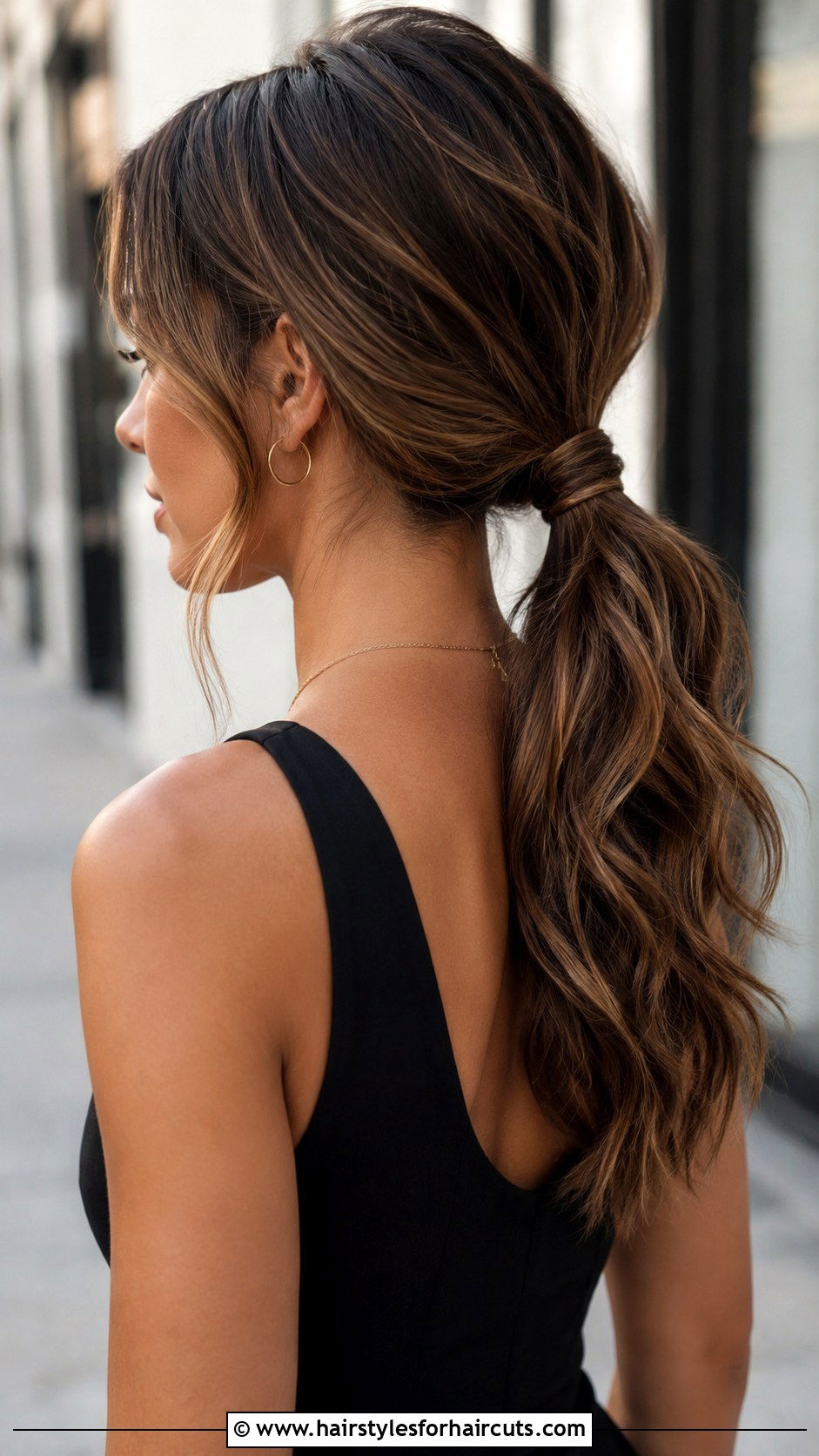 Textured Low Ponytail - 25 bridal party hairstyles for long hair - 25 bridal party hairstyles for long hair