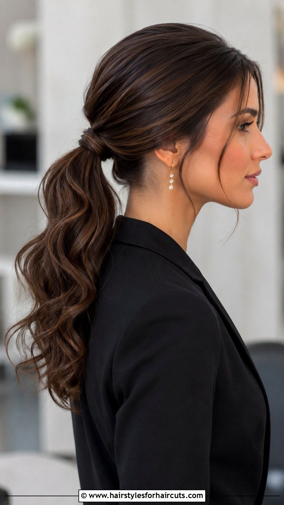 Textured Low Ponytail - 25 prom hairstyles brown hair - 25 prom hairstyles brown hair