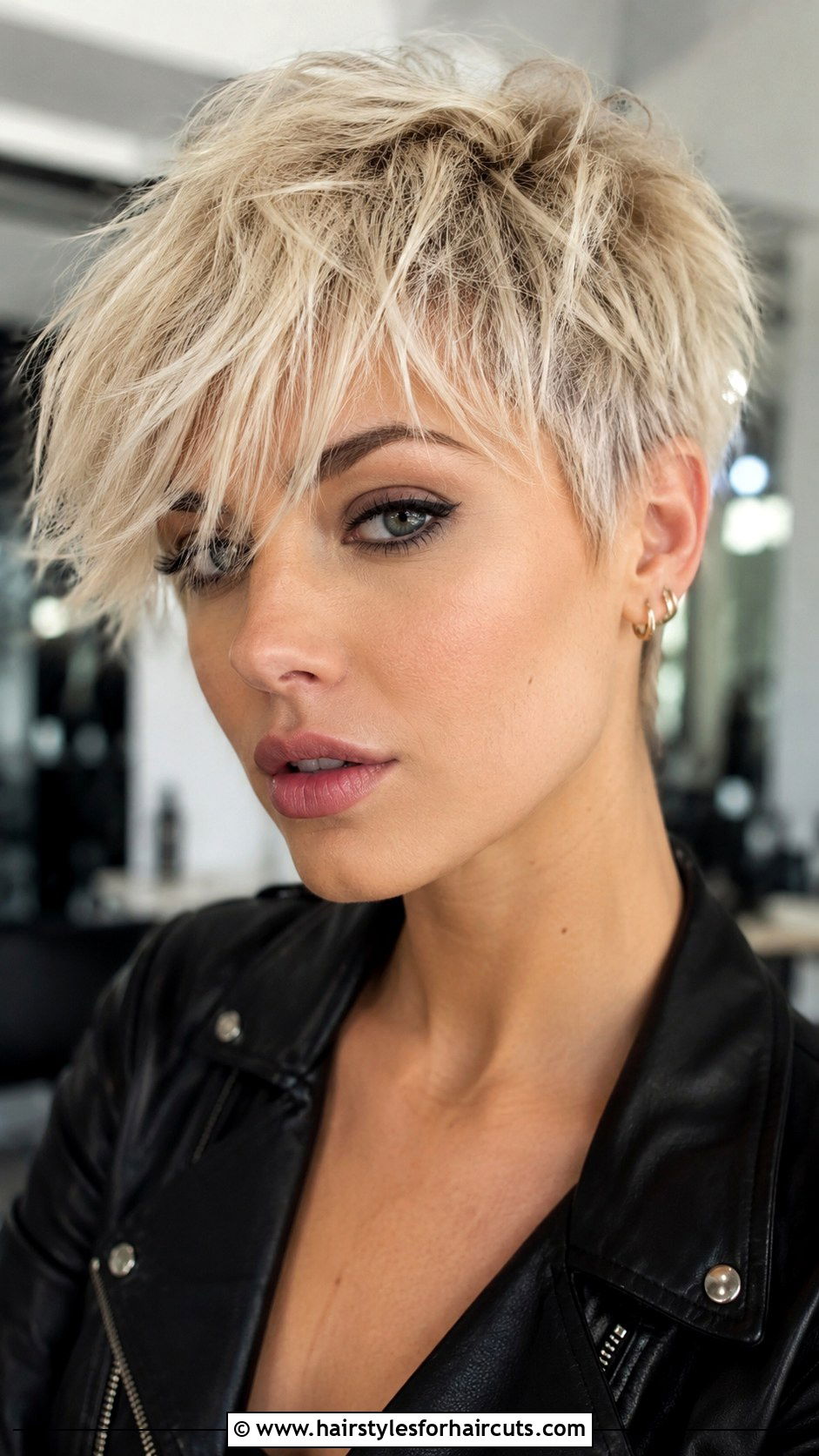 Textured Pixie Cut With Long Bangs - 25 haircuts for thick hair round face - 25 haircuts for thick hair round face