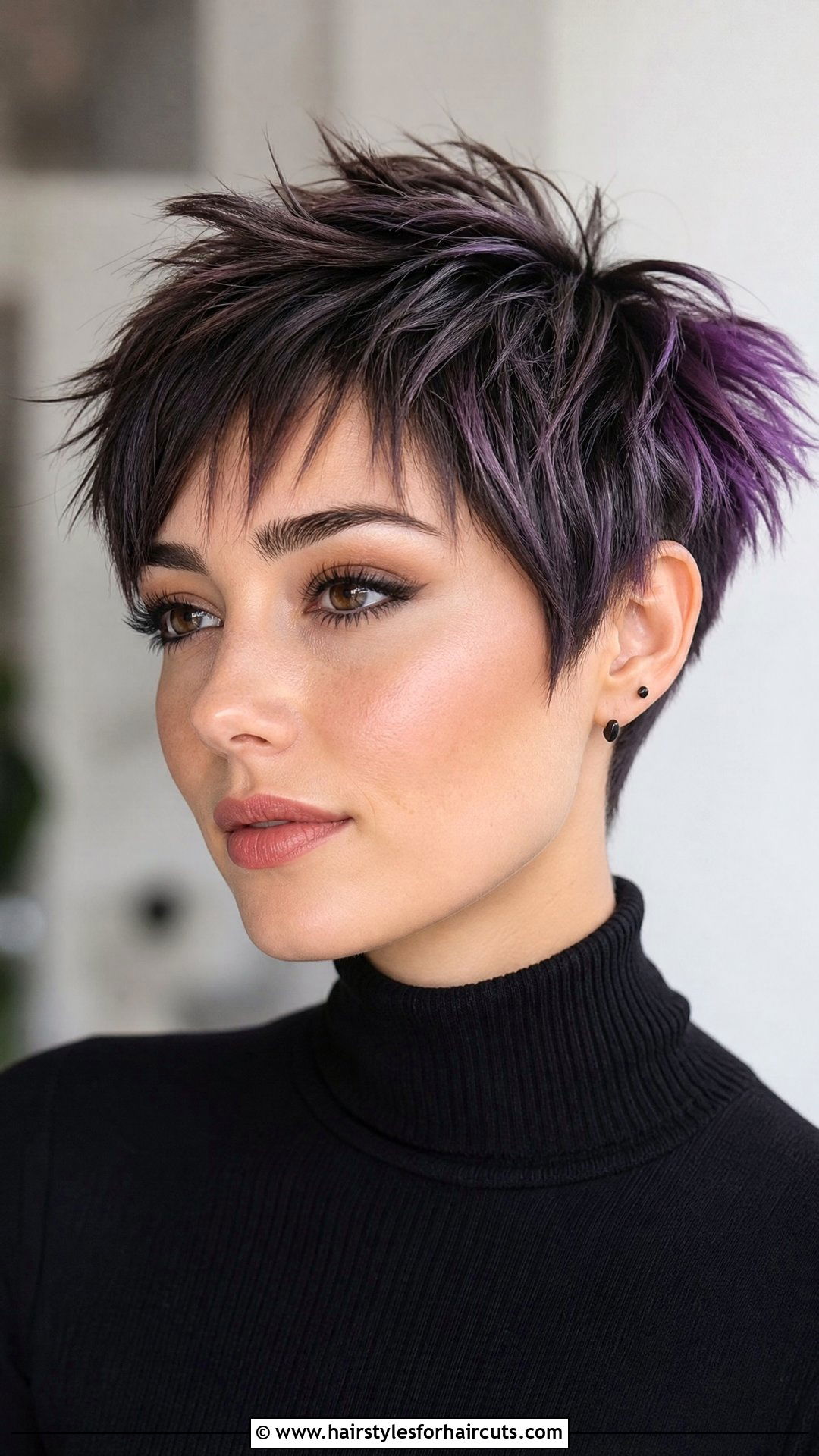 Textured Pixie With Dark Roots And Violet Tips - 25 e girl hairstyles short hair - 25 e girl hairstyles short hair