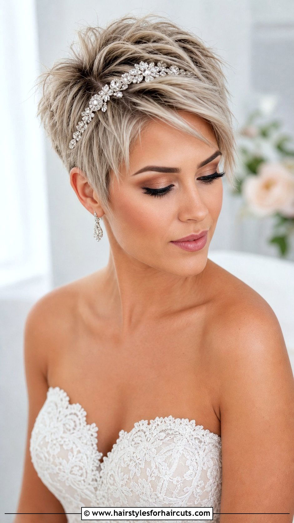 Textured Pixie With Headband - 25 wedding hairstyles for really short hair - 25 wedding hairstyles for really short hair