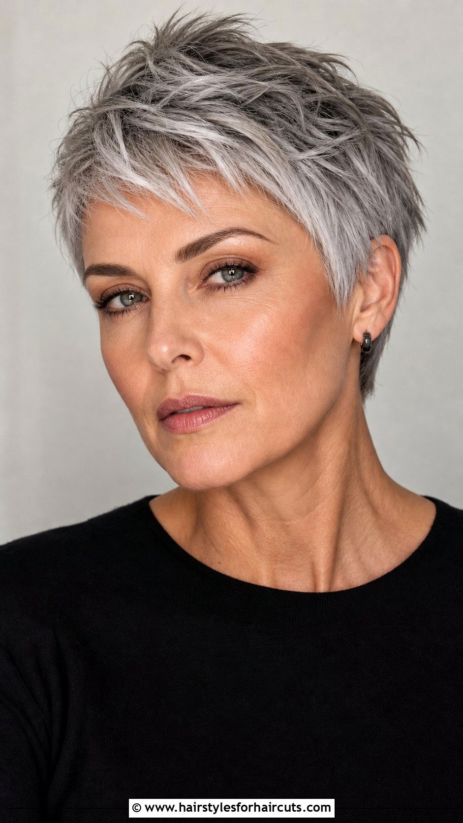 Textured Pixie With Silver Grey - 25 hairstyles- colours - 25 hairstyles- colours