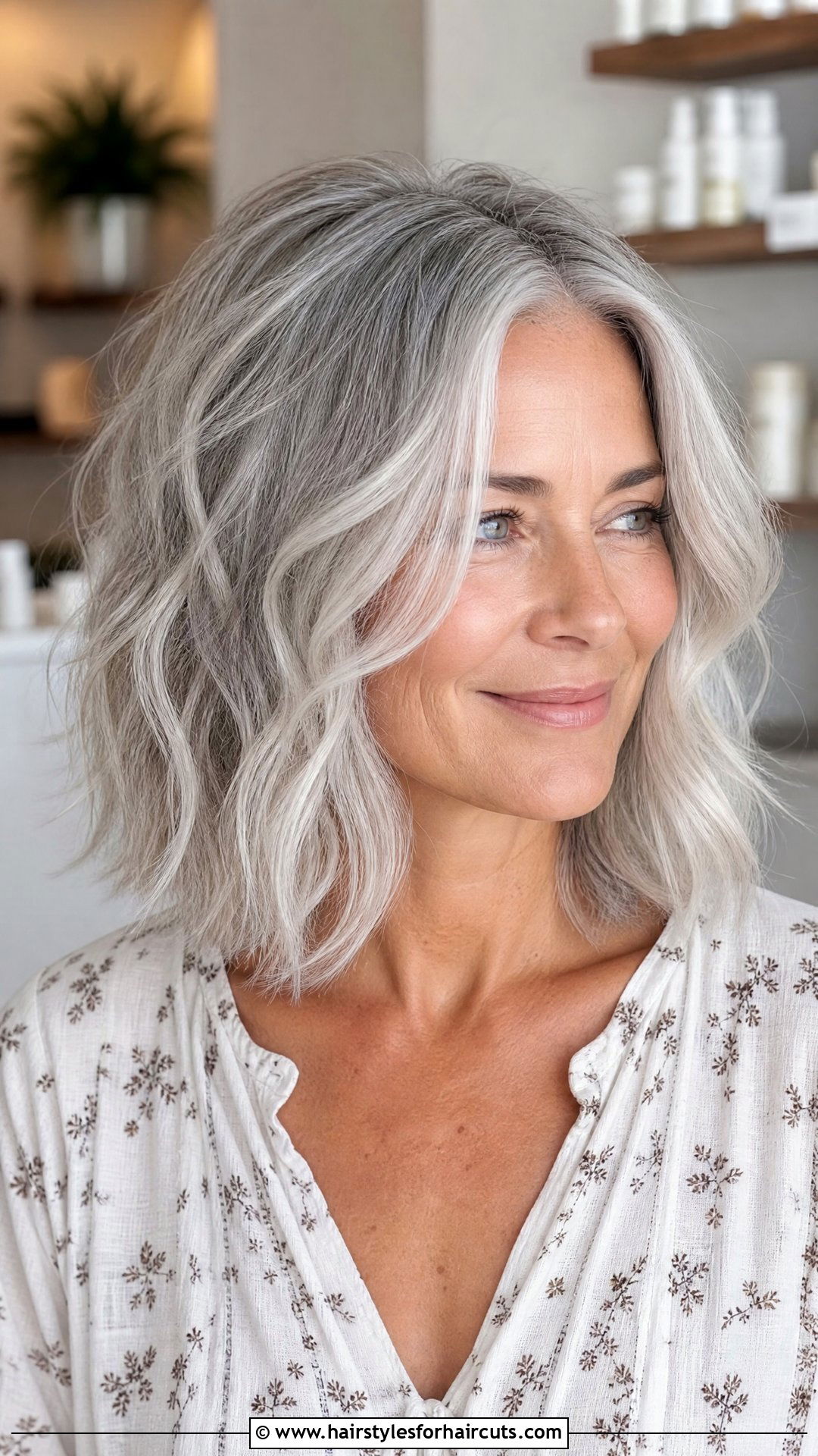 Textured Shaggy Lob Silver Hair - 25 short shaggy hairstyles for grey hair - 25 short shaggy hairstyles for grey hair