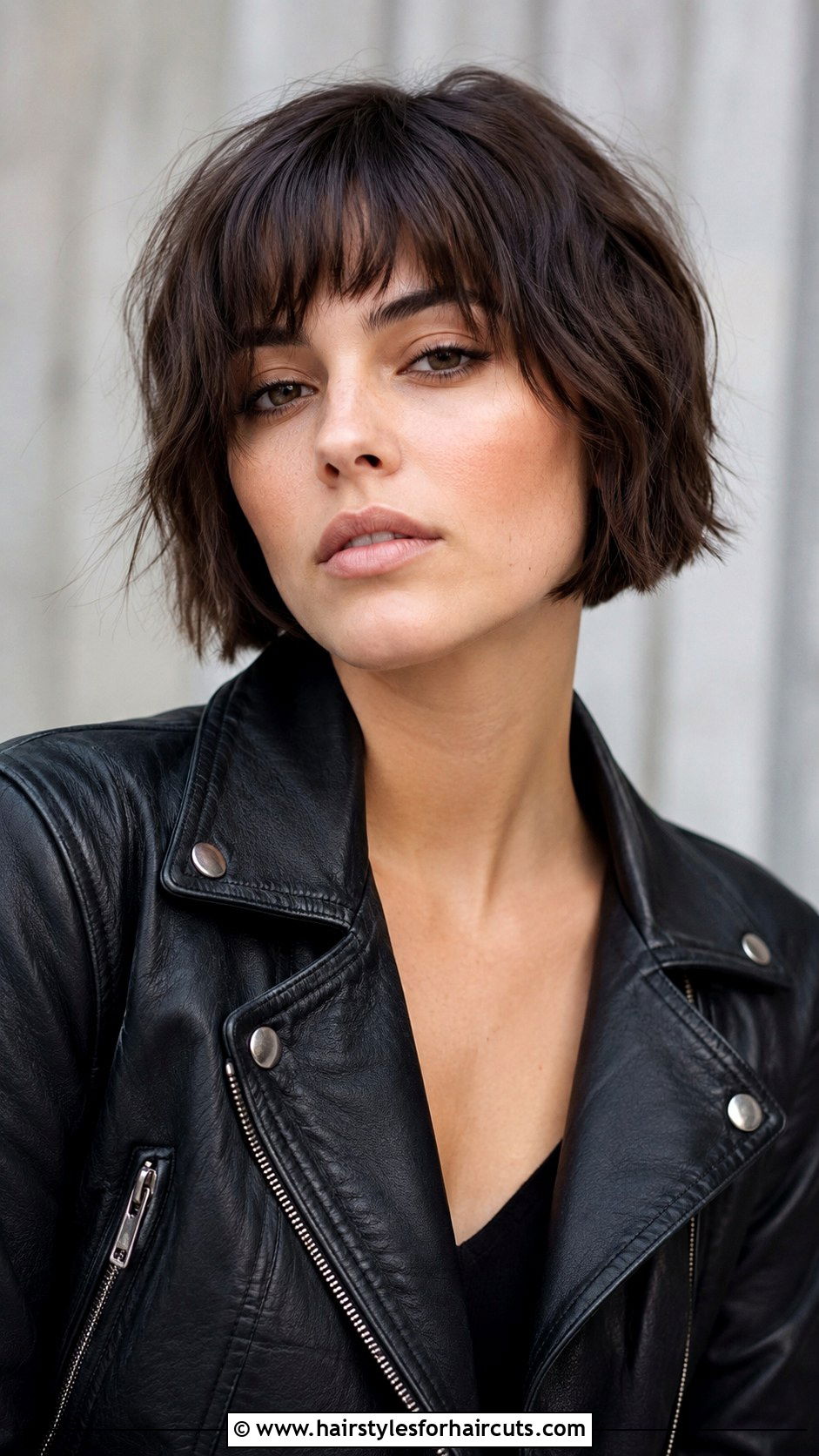 Textured Short Bob With Bangs - 25 hairstyles for triangle face shape - 25 hairstyles for triangle face shape