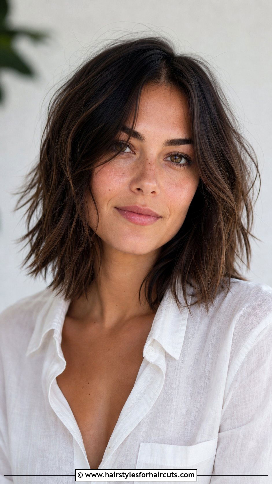 Textured Shoulder Length Cut - 25 round face front haircuts - 25 round face front haircuts