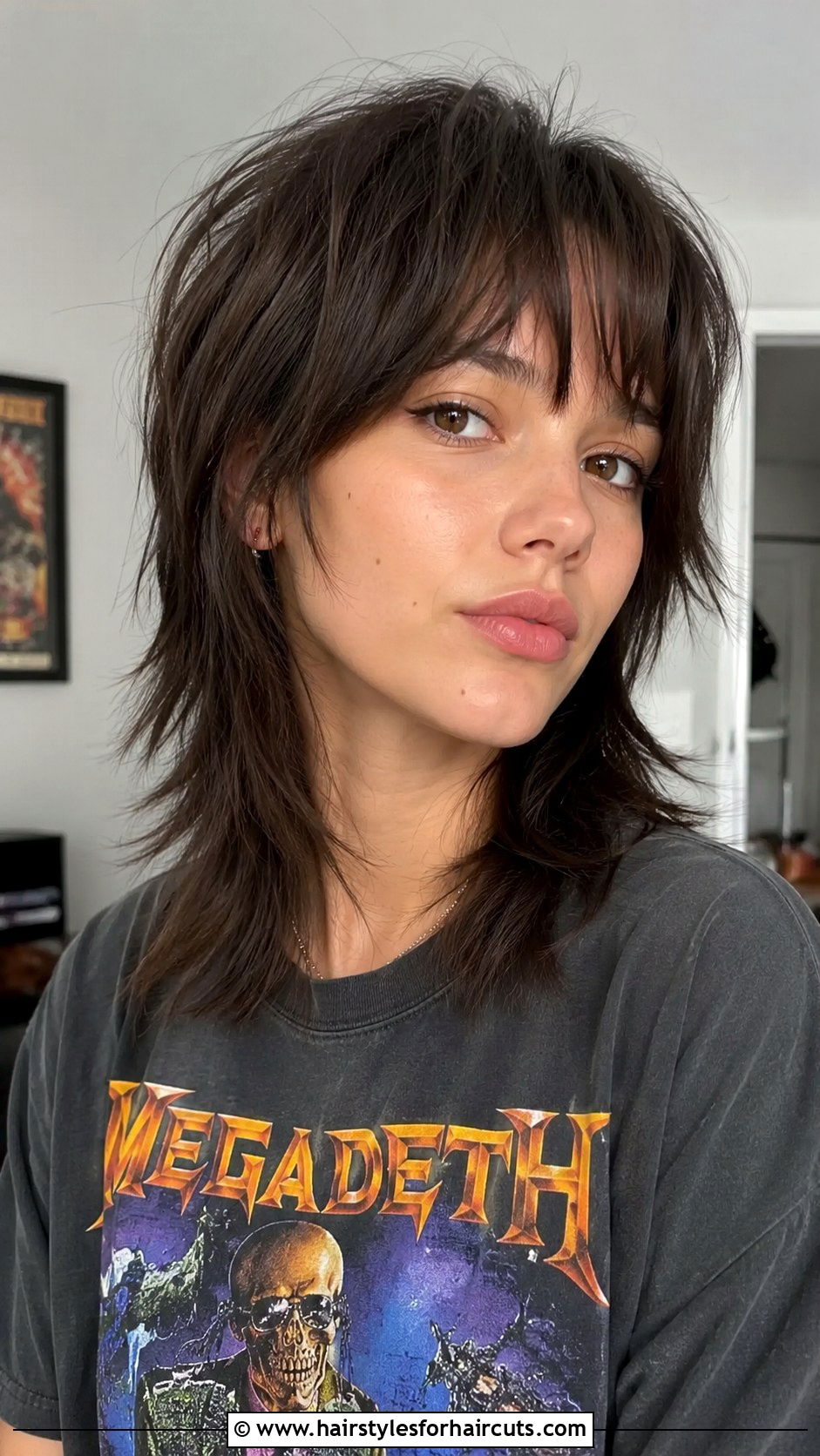 Textured Shoulder Length Wolf Cut - 25 shoulder length layered haircuts for thick hair - 25 shoulder length layered haircuts for thick hair