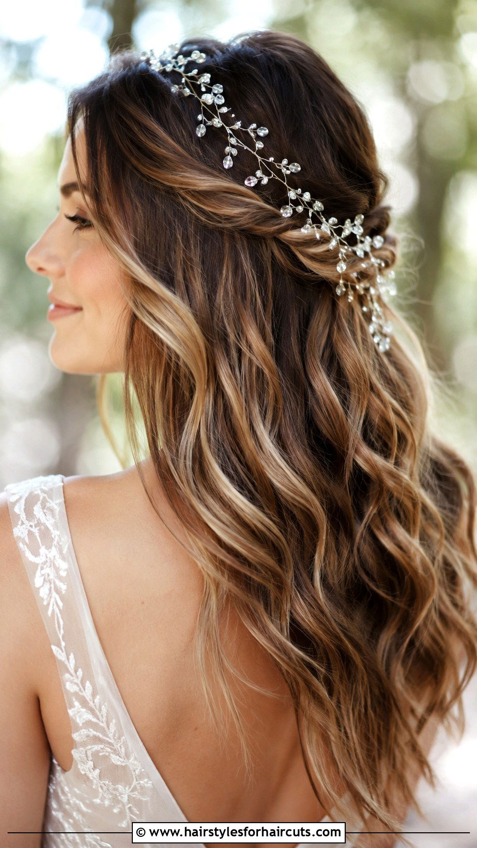 Textured Waves With Hair Vine - 25 wedding hairstyles for short length hair - 25 wedding hairstyles for short length hair