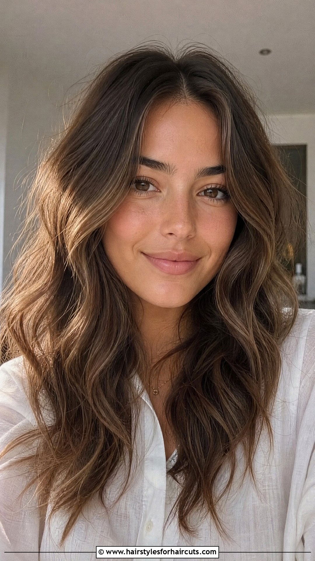 Textured Waves With Middle Part - 25 flat iron hairstyles for long hair - 25 flat iron hairstyles for long hair