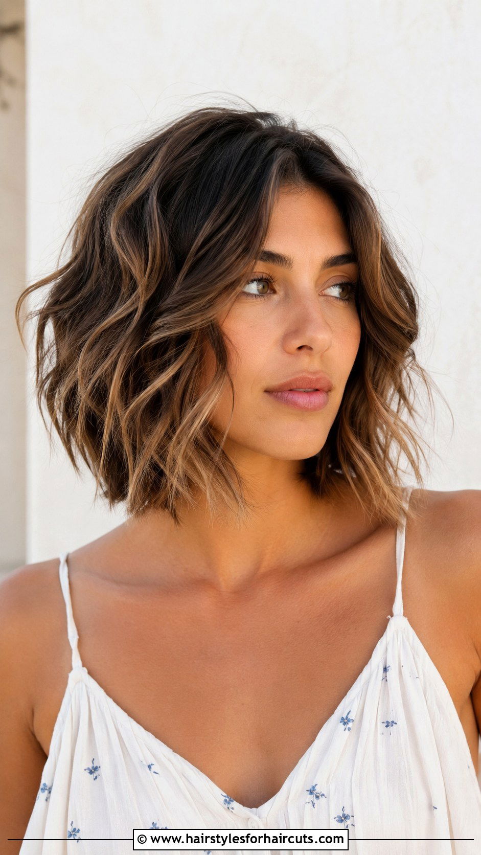 Textured Wavy Bob Haircut - 25 2 inches of haircuts off - 25 2 inches of haircuts off
